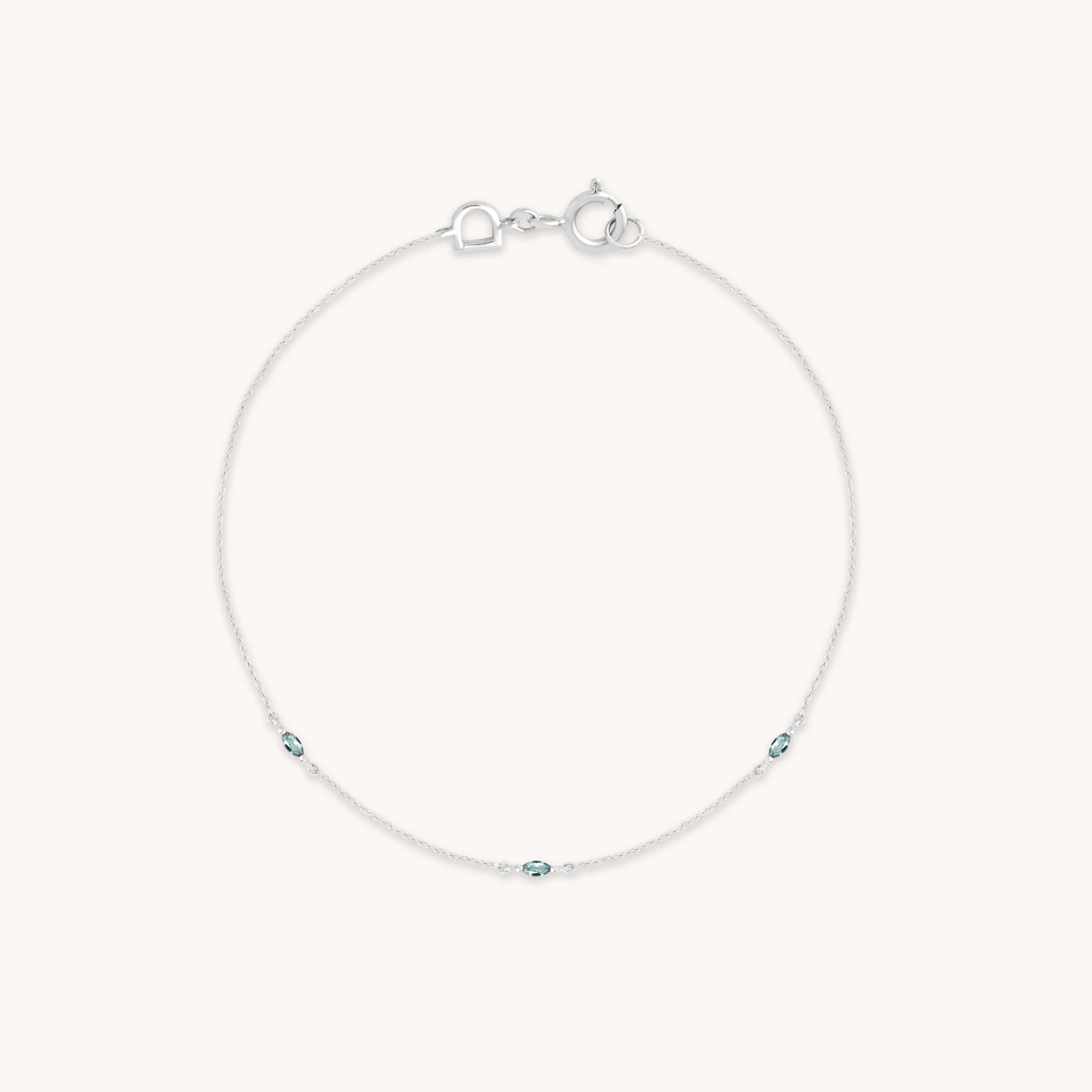 Alexandrite Charm Bracelet in Solid White Gold