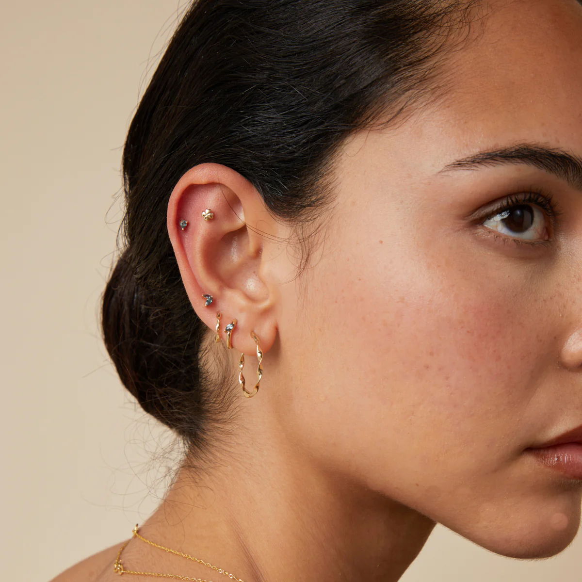 Alexandrite Marquise Studs in Solid Gold - Image 3