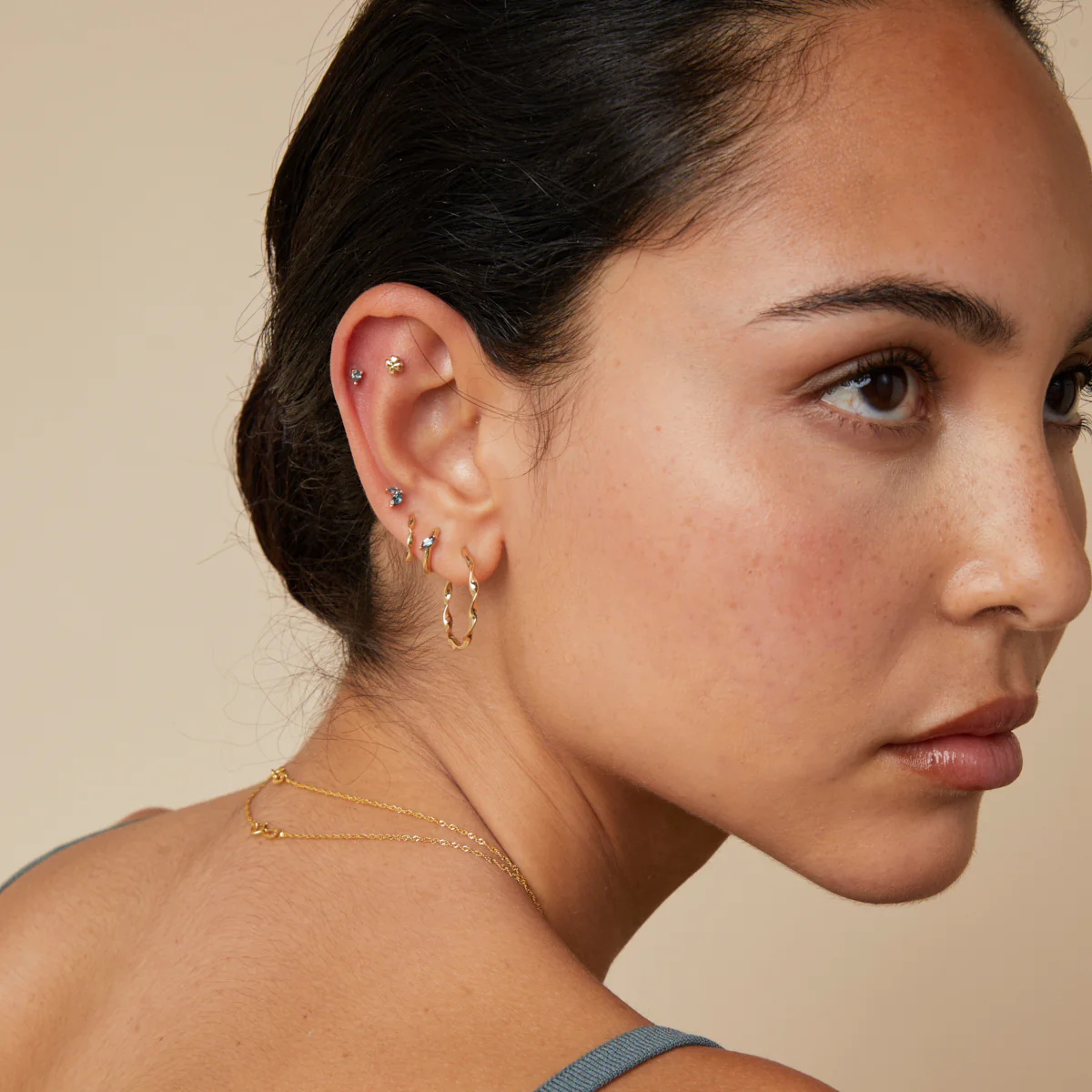 Alexandrite Pear Piercing Stud in Solid Gold - Image 4