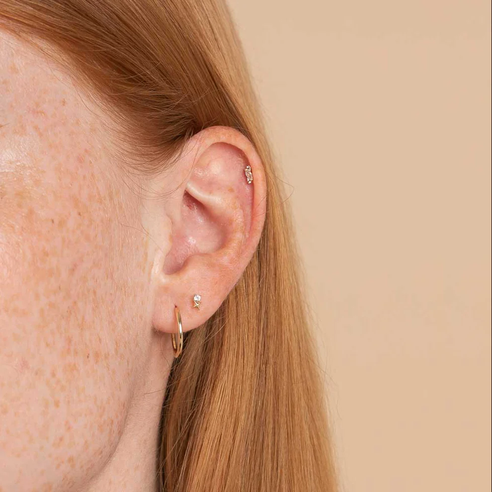 April Topaz Birthstone Earrings in Solid Gold - Image 3
