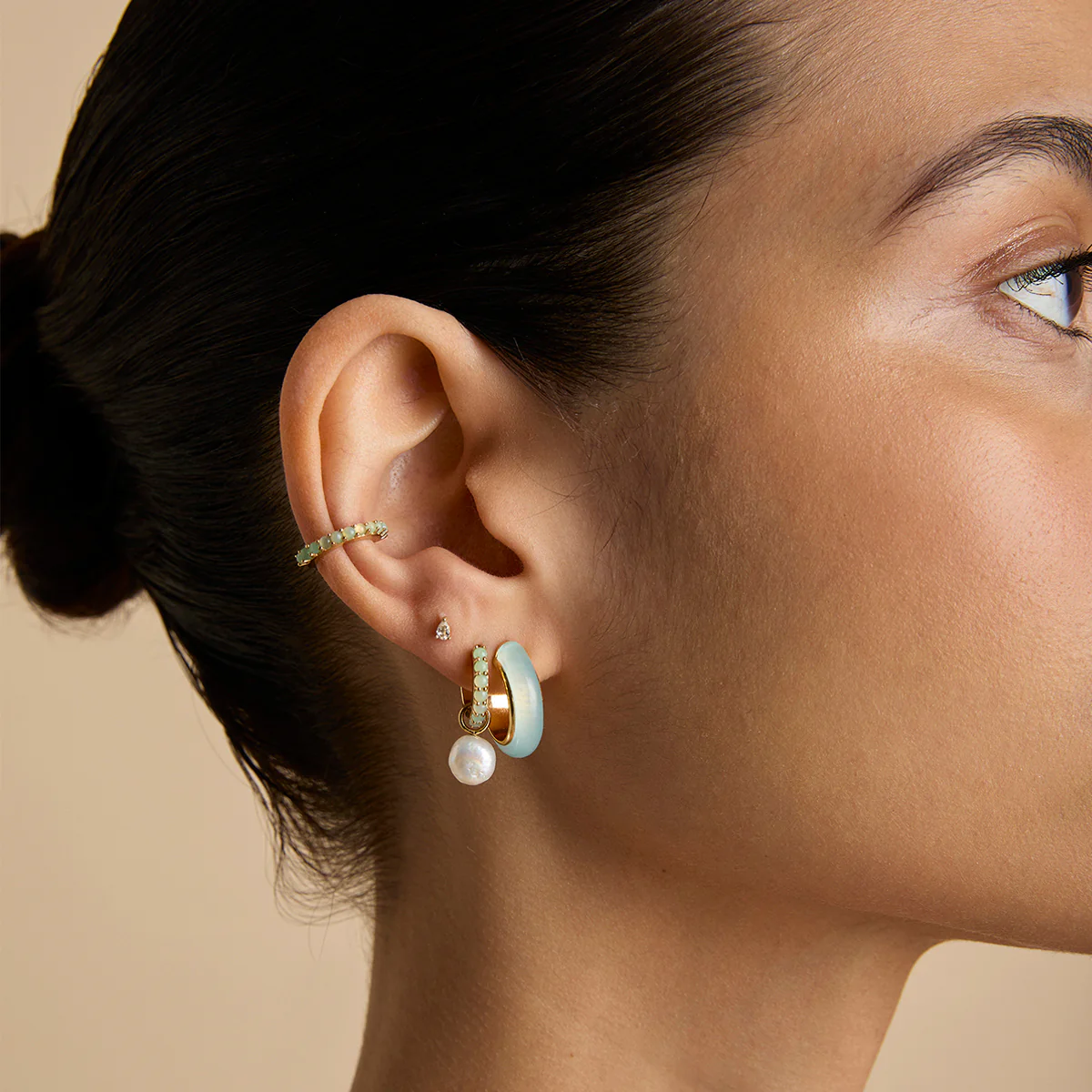 Aqua Chalcedony Ear Cuff in Gold - Image 3
