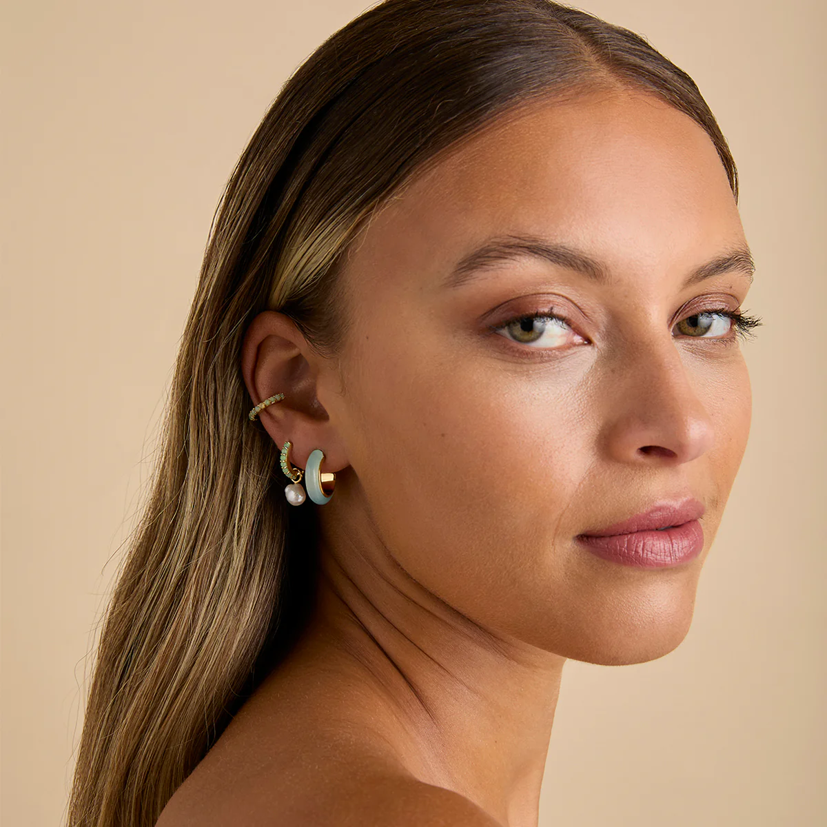 Aqua Chalcedony Ear Cuff in Gold - Image 4