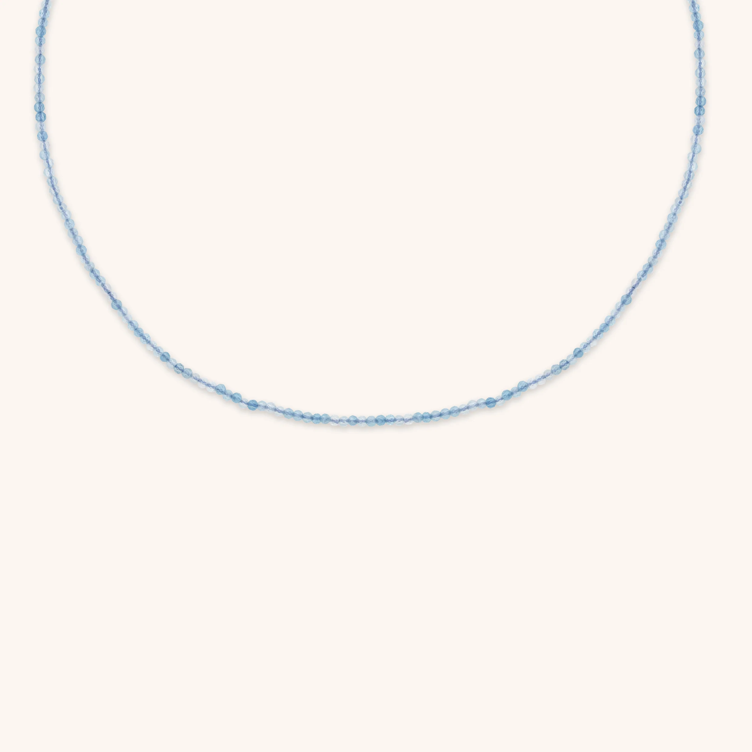 Aquamarine March Beaded Necklace in Solid Gold