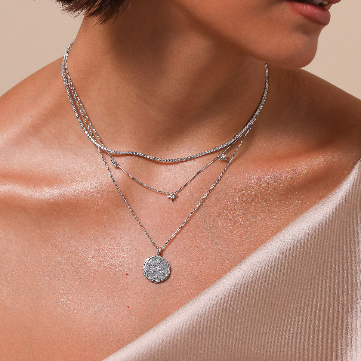 Aries Zodiac Pendant Necklace in Silver - Image 4