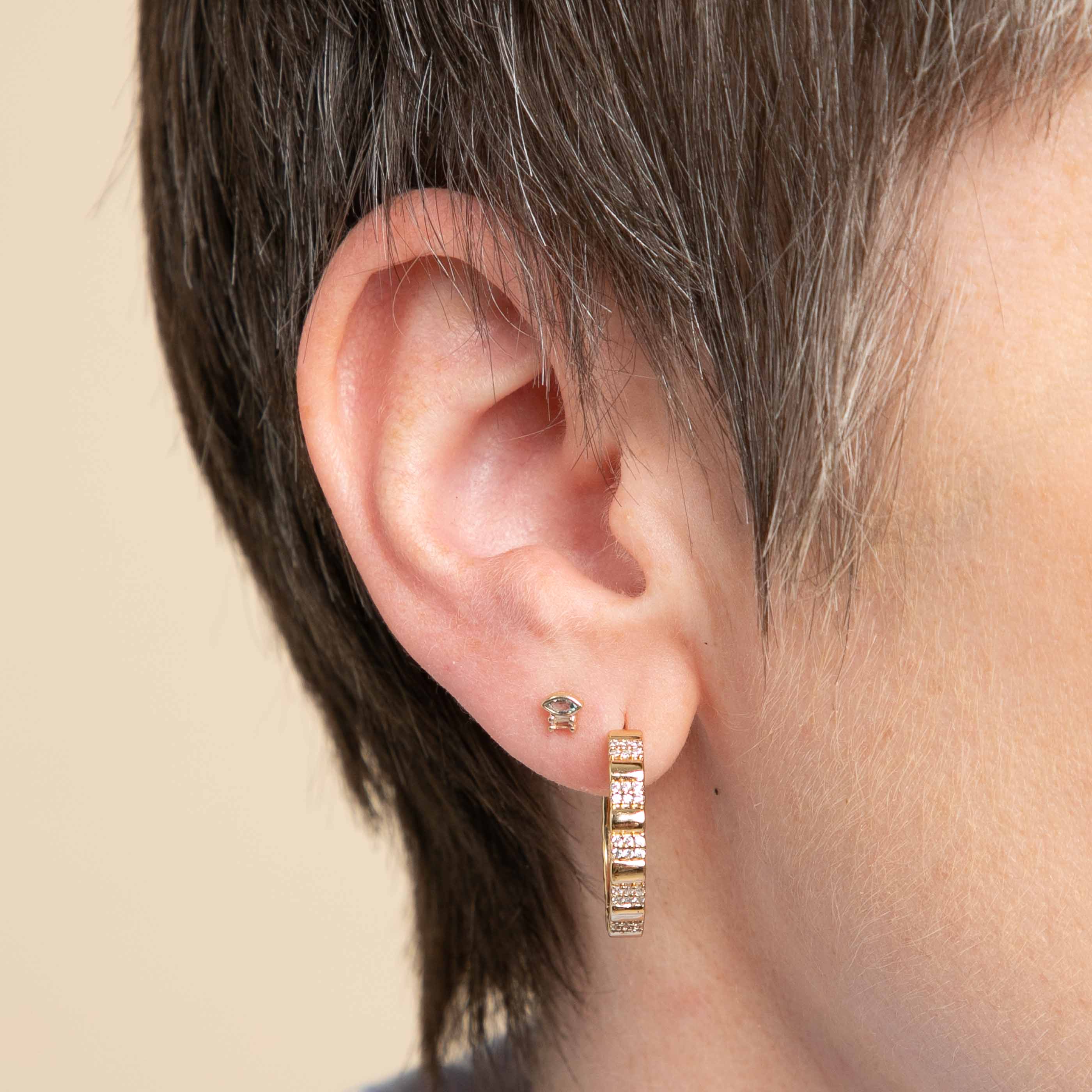 Baguette & Marquise Piercing Stud in Solid Gold - Image 2