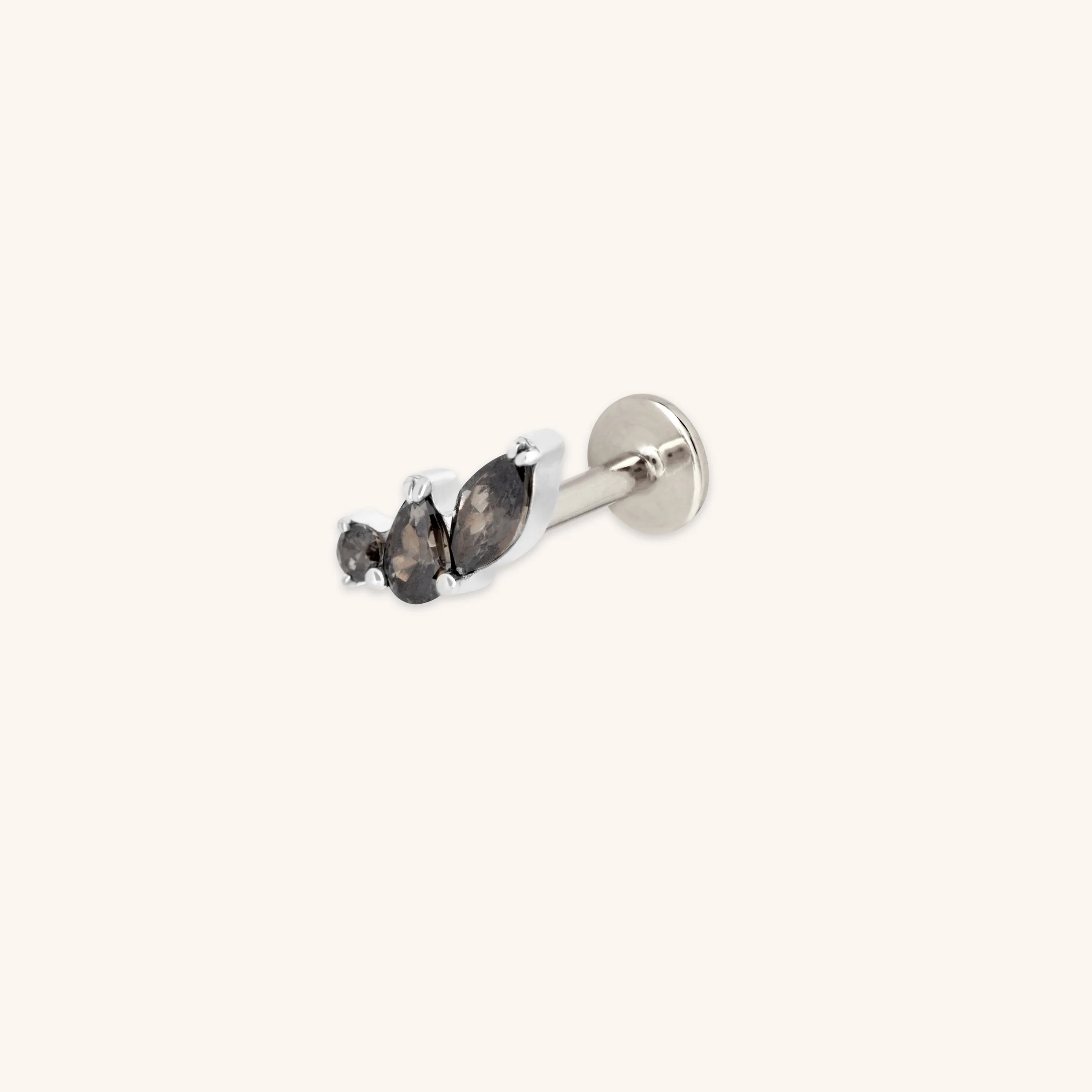 Black Cluster Titanium Piercing Stud in Silver