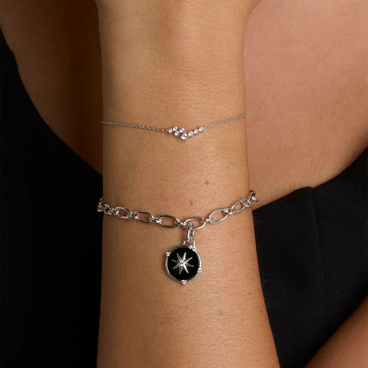 Black Star Clip Charm in Silver - Image 3