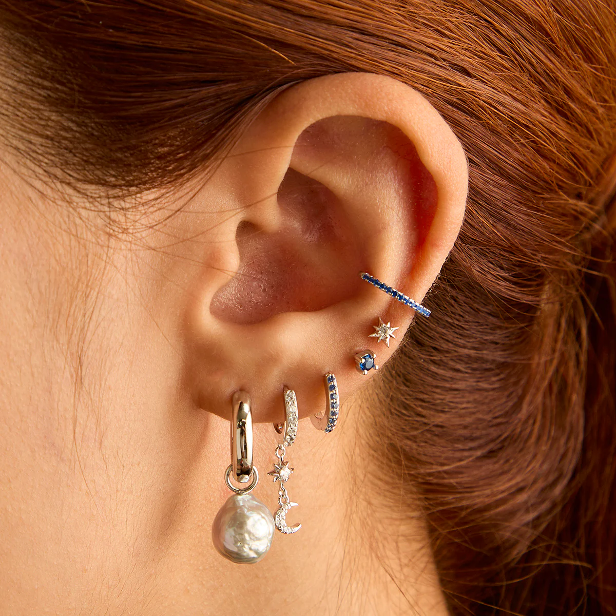 Blue Crystal Ear Cuff in Silver - Image 3