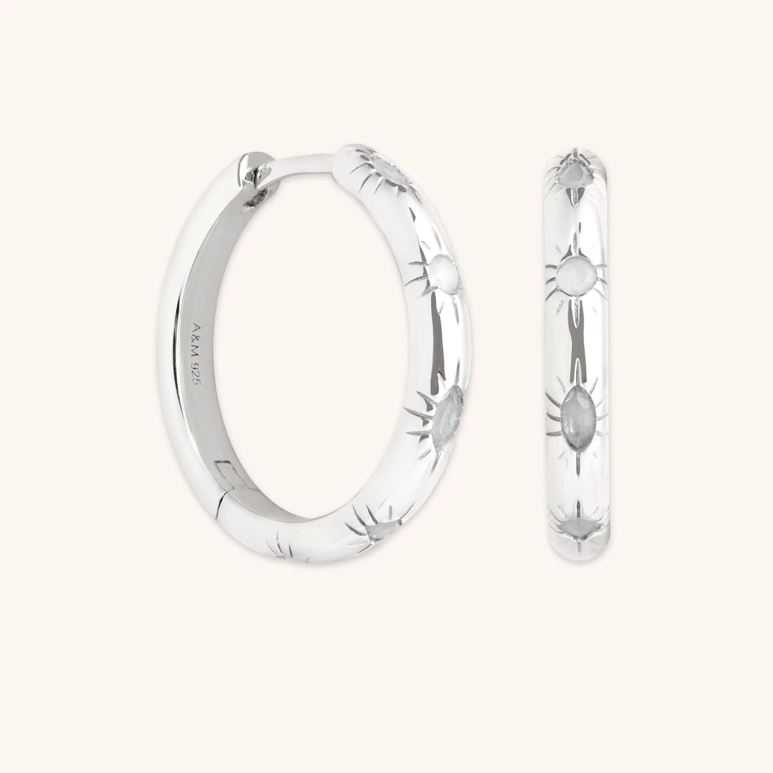 Blue Lace Agate Sun Hoops in Silver