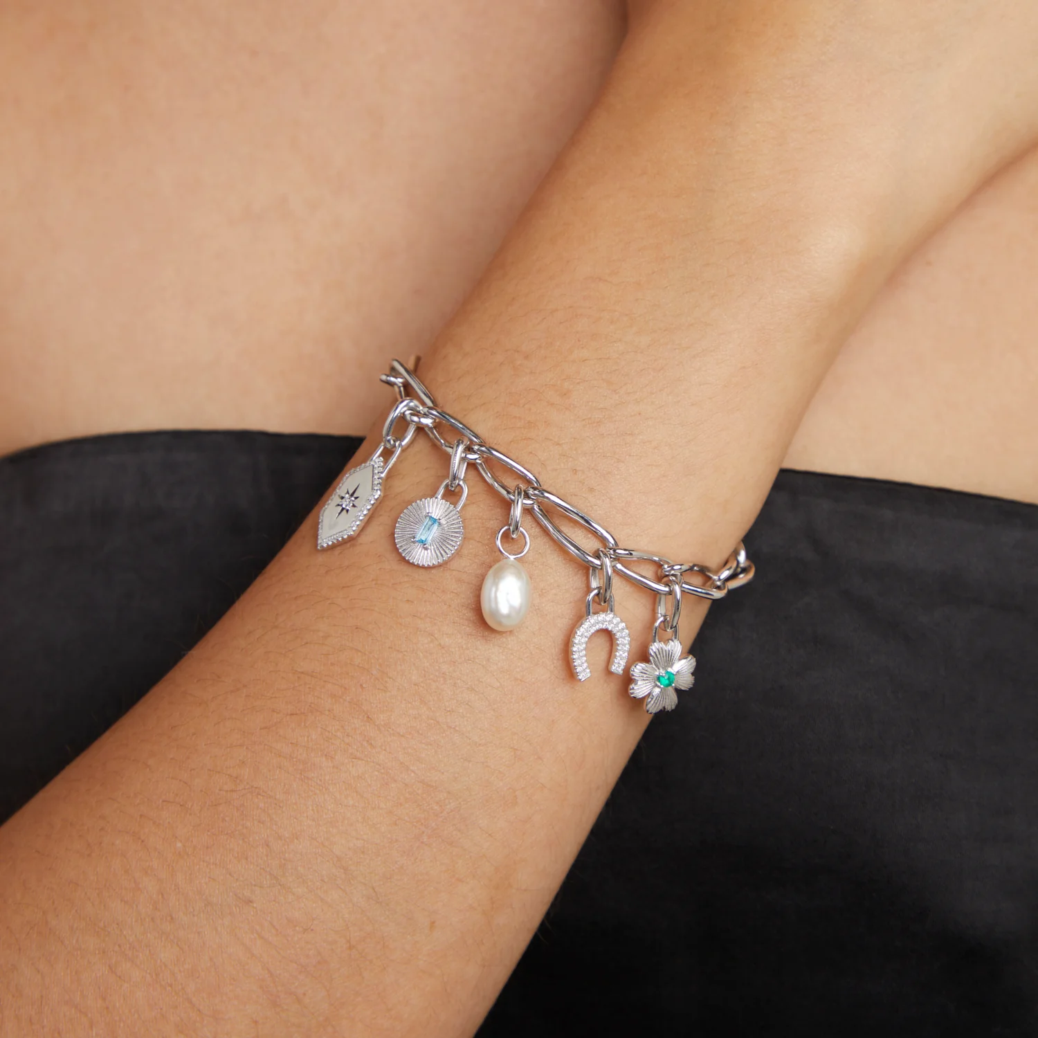 Blue Topaz Clip Charm in Silver - Image 4