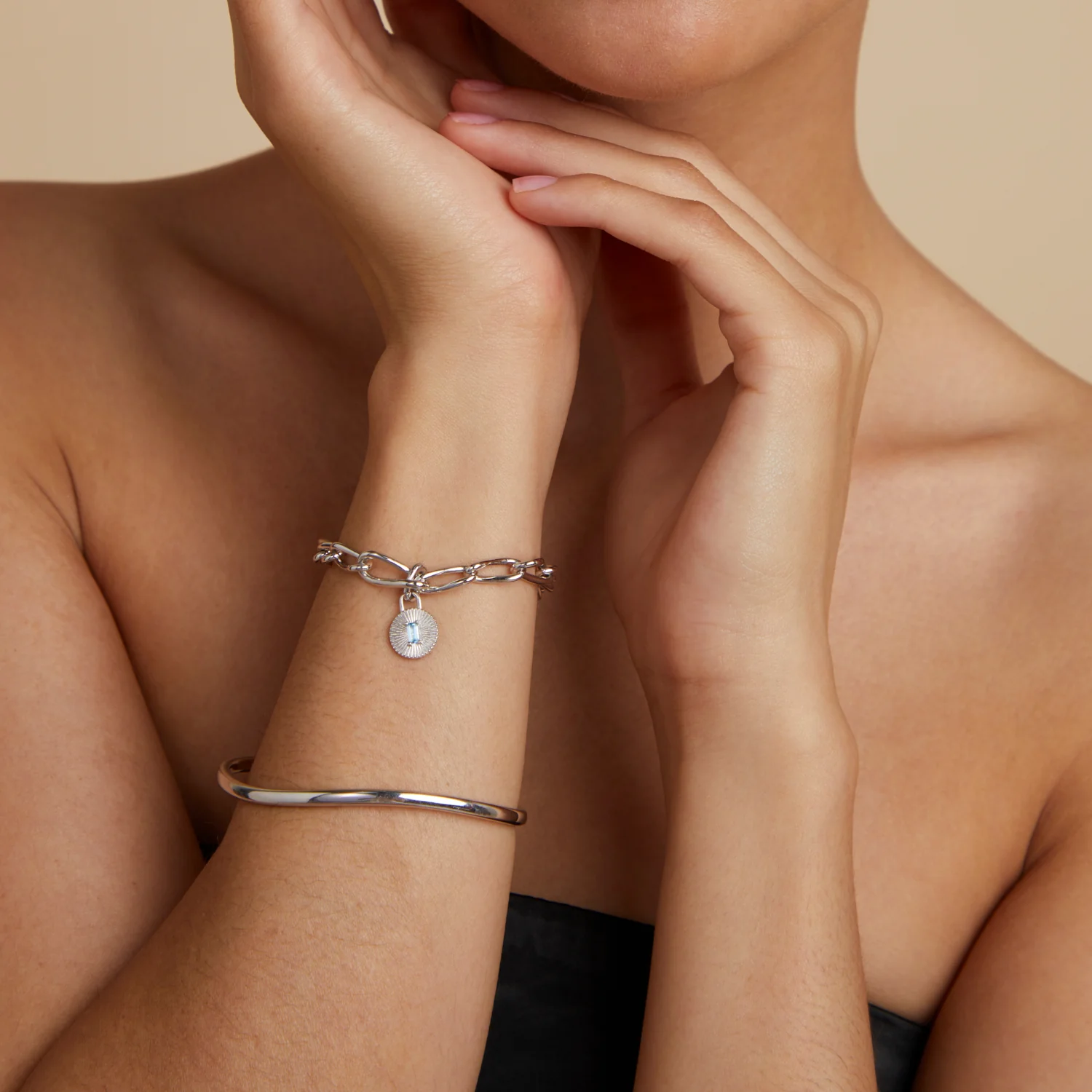 Blue Topaz Clip Charm in Silver - Image 5