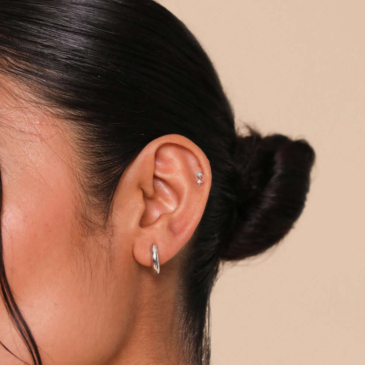Bold Small Hoops in Silver - Image 2