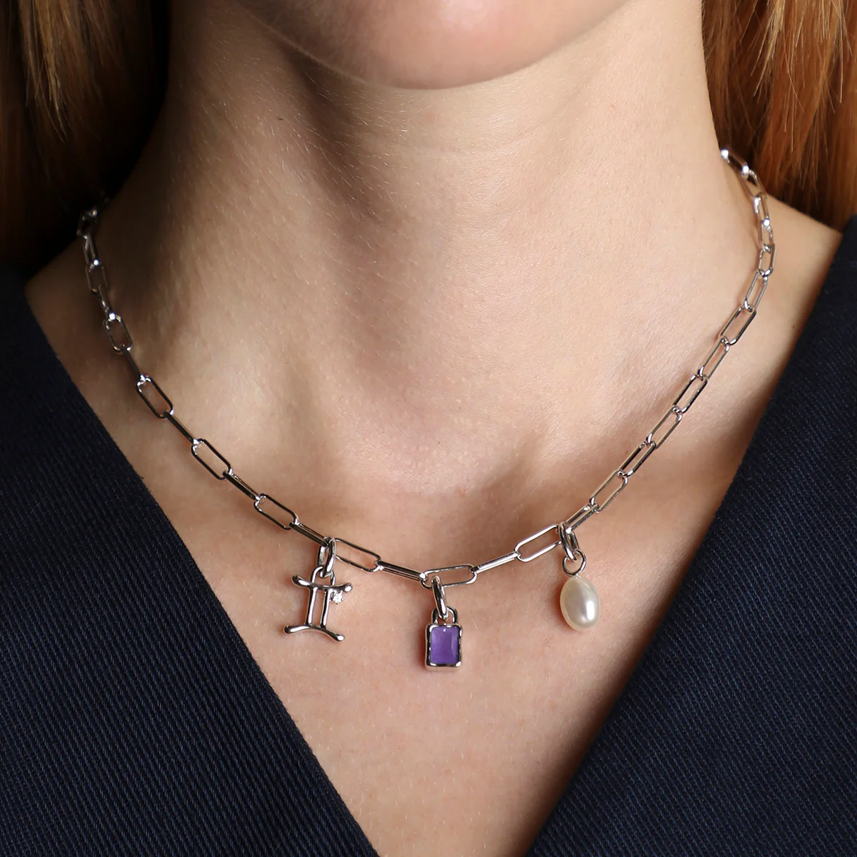 Bold Piccadilly Chain Necklace in Silver - Image 3
