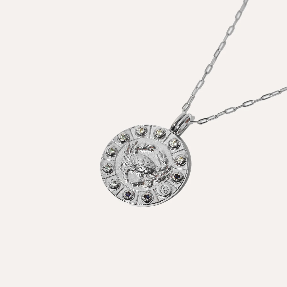 Cancer Bold Zodiac Pendant Necklace in Silver - Image 3