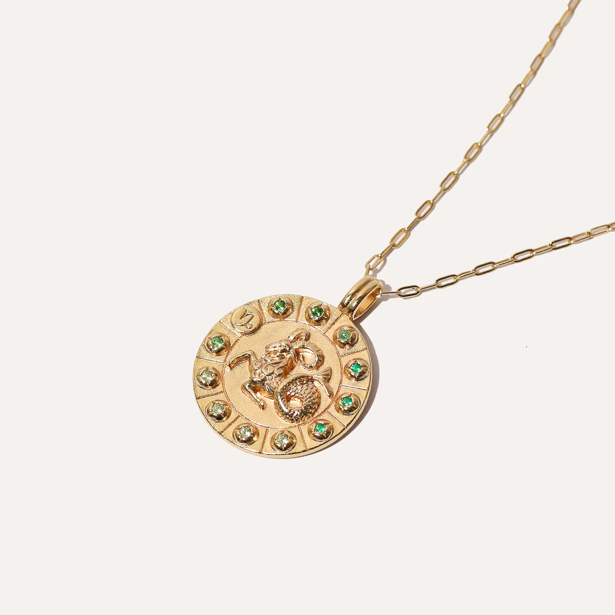 Capricorn Bold Zodiac Pendant Necklace in Gold - Image 3