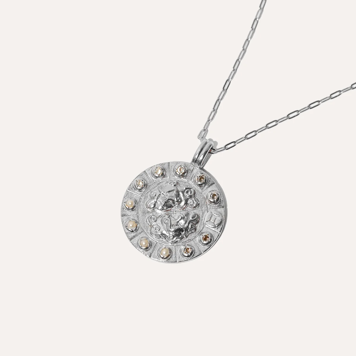Gemini Bold Zodiac Pendant Necklace in Silver - Image 3