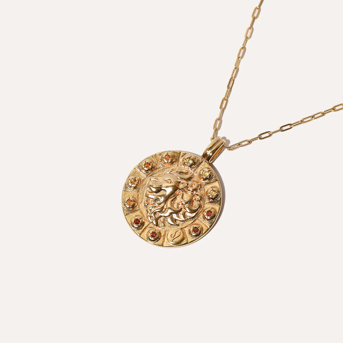 Leo Bold Zodiac Pendant Necklace in Gold - Image 3