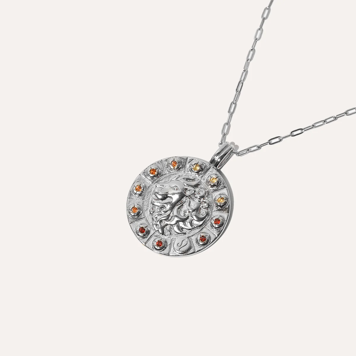 Leo Bold Zodiac Pendant Necklace in Silver - Image 3