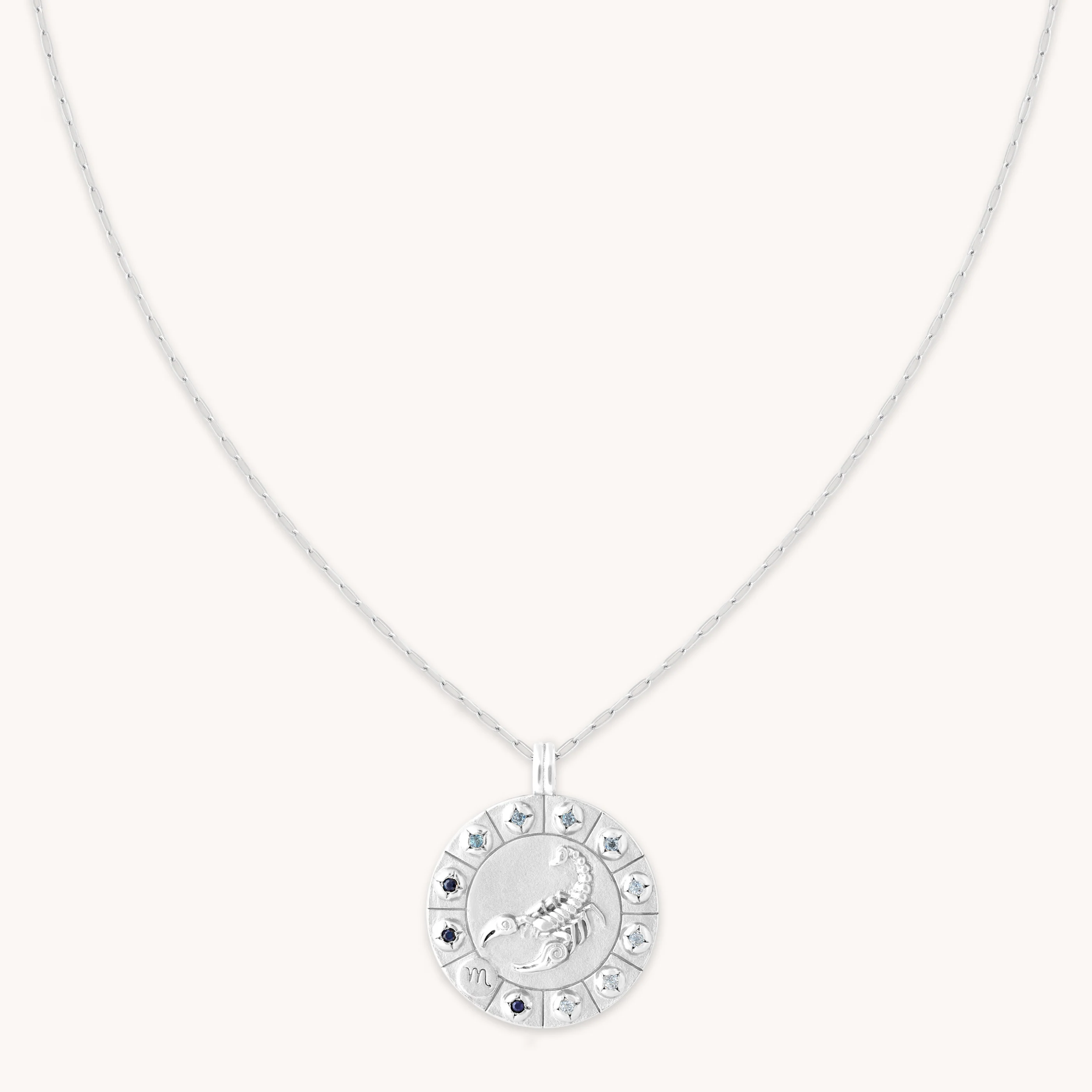 Scorpio Bold Zodiac Pendant Necklace in Silver