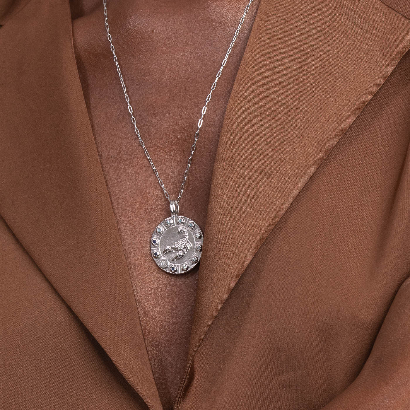 Scorpio Bold Zodiac Pendant Necklace in Silver - Image 2