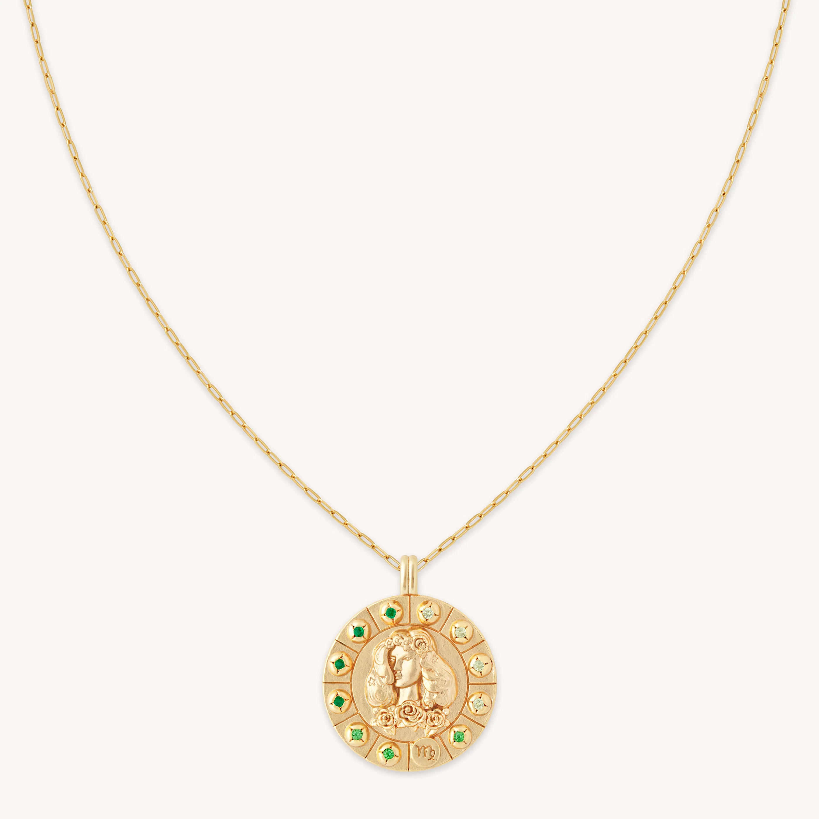 Virgo Bold Zodiac Pendant Necklace in Gold