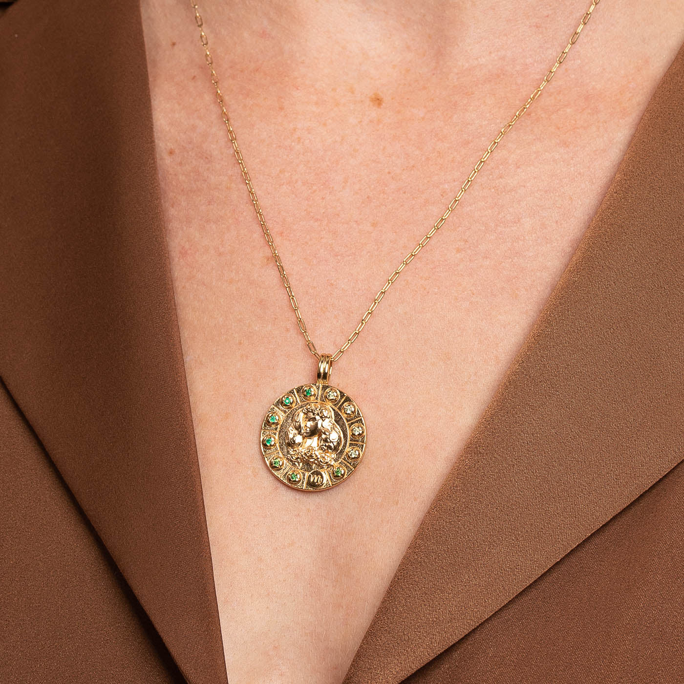 Virgo Bold Zodiac Pendant Necklace in Gold - Image 2