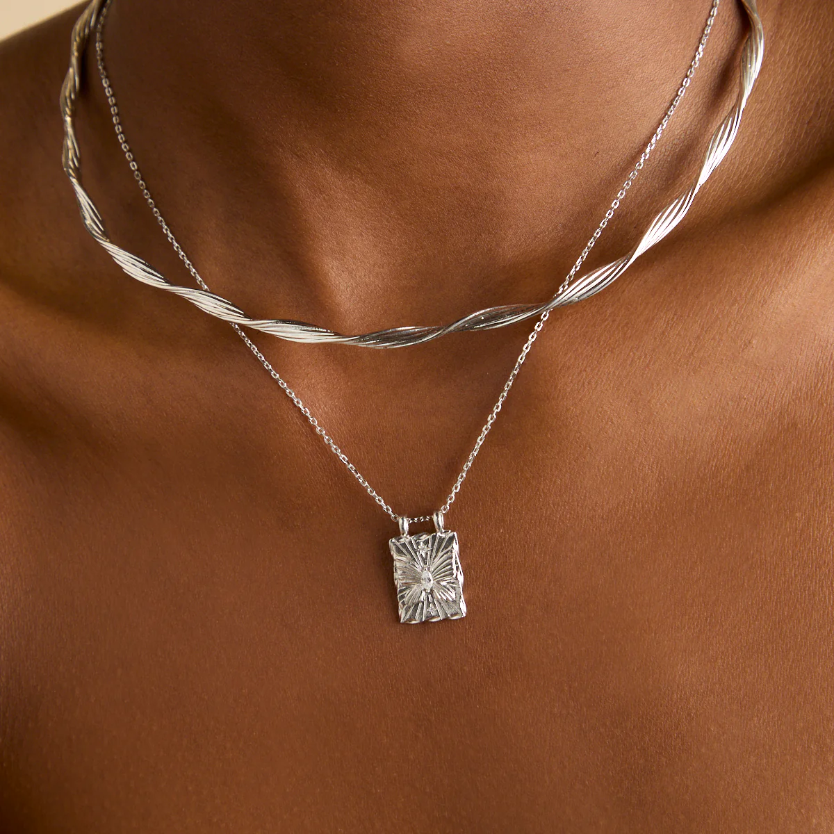 Butterfly Pendant Necklace in Silver - Image 3