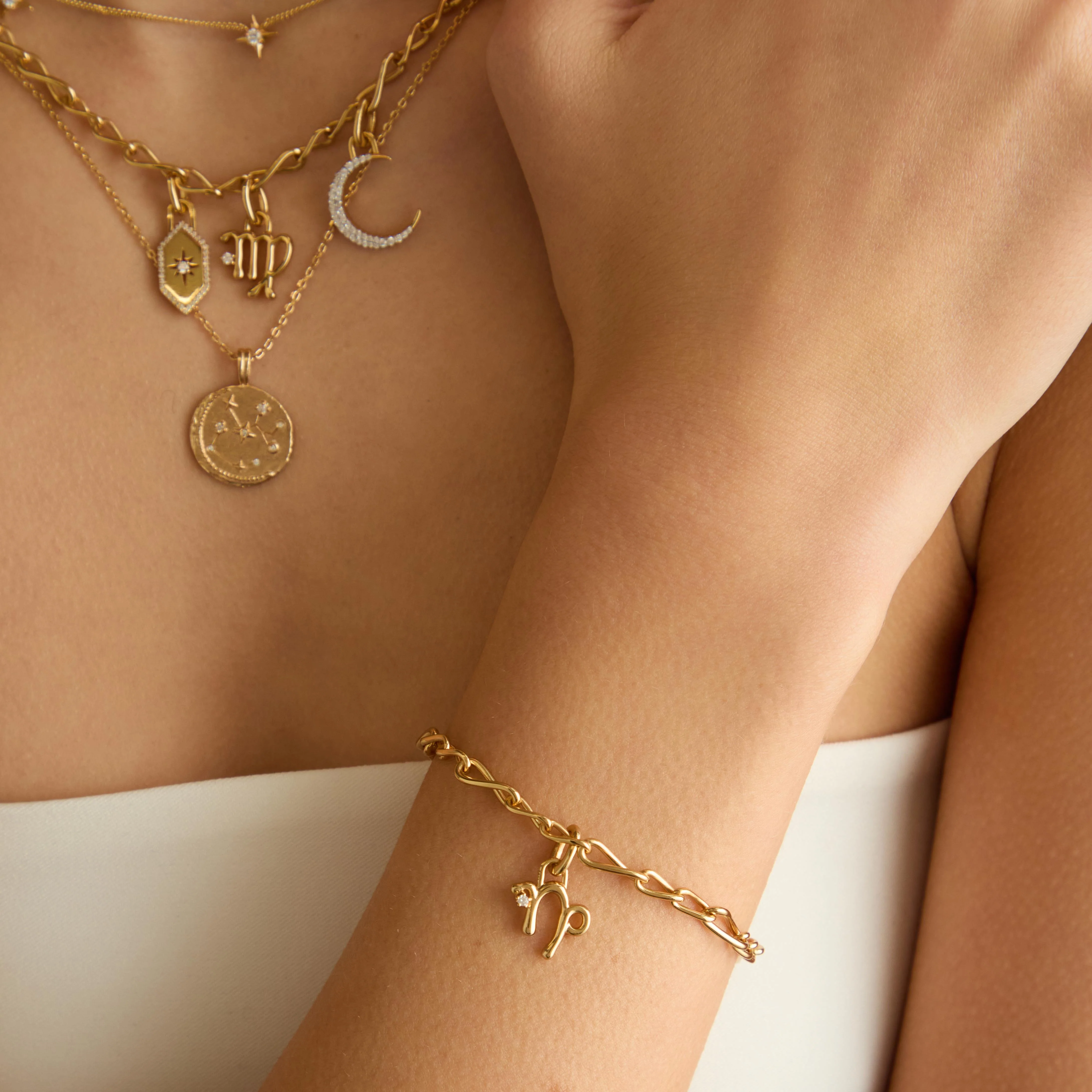 Capricorn Zodiac Clip Charm in Gold - Image 4