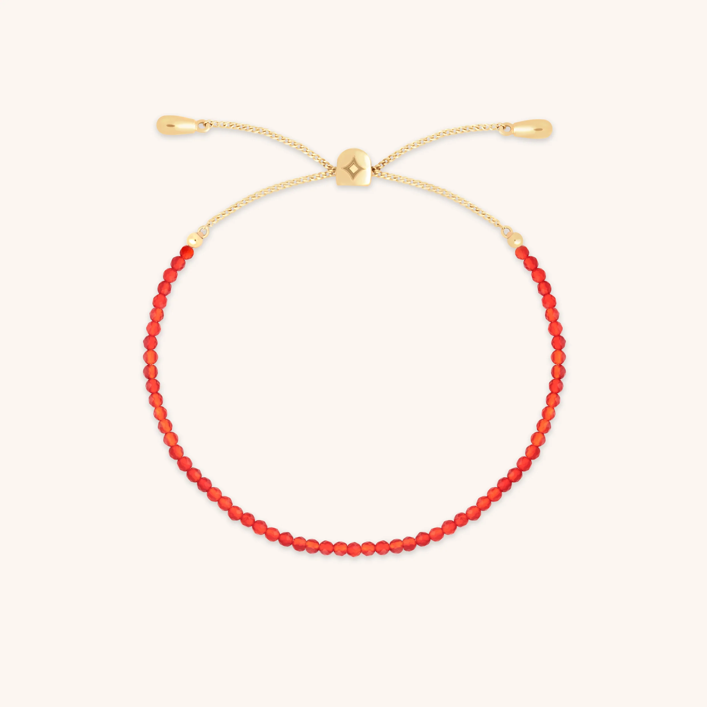 Carnelian July Beaded Bracelet in Solid Gold