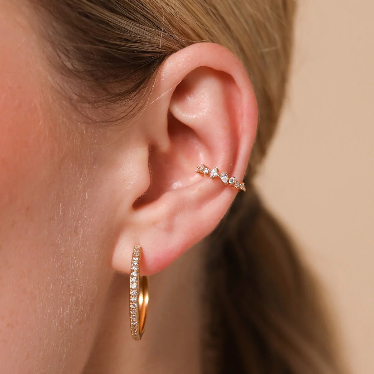 Celestial Crystal Ear Cuff in Gold - Image 5