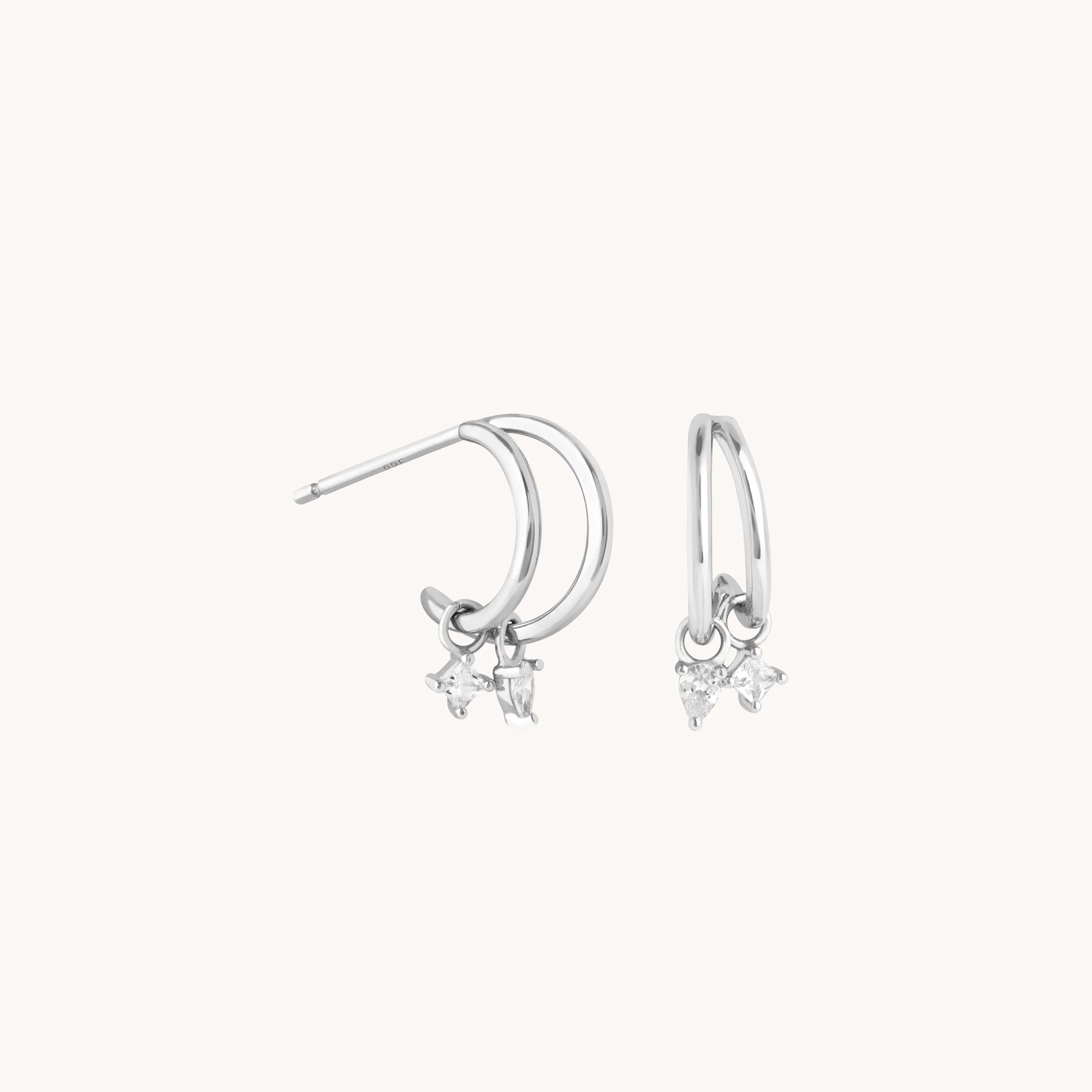 Celestial Crystal Huggies in Silver