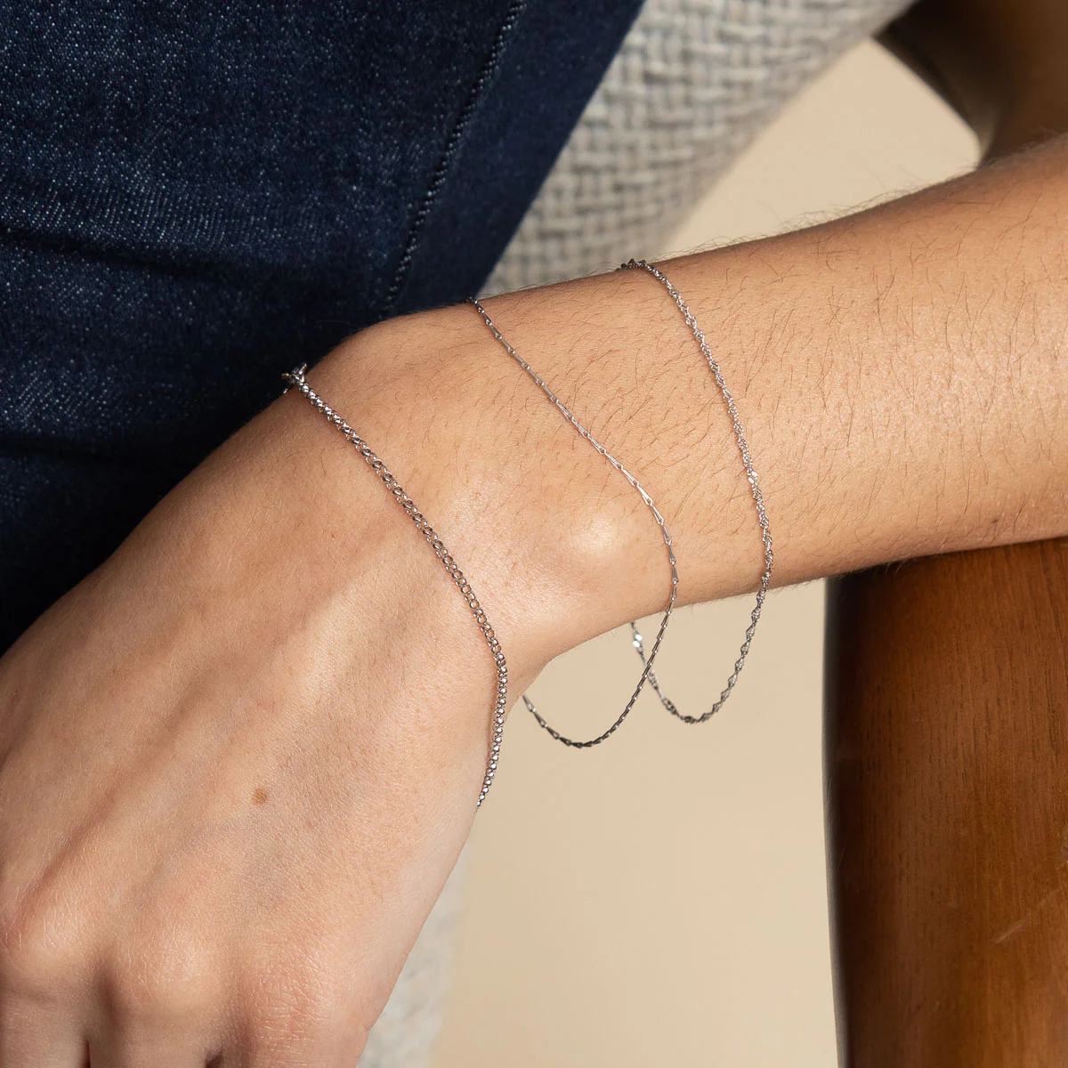 Chelsea Chain Bracelet in Solid White Gold - Image 3