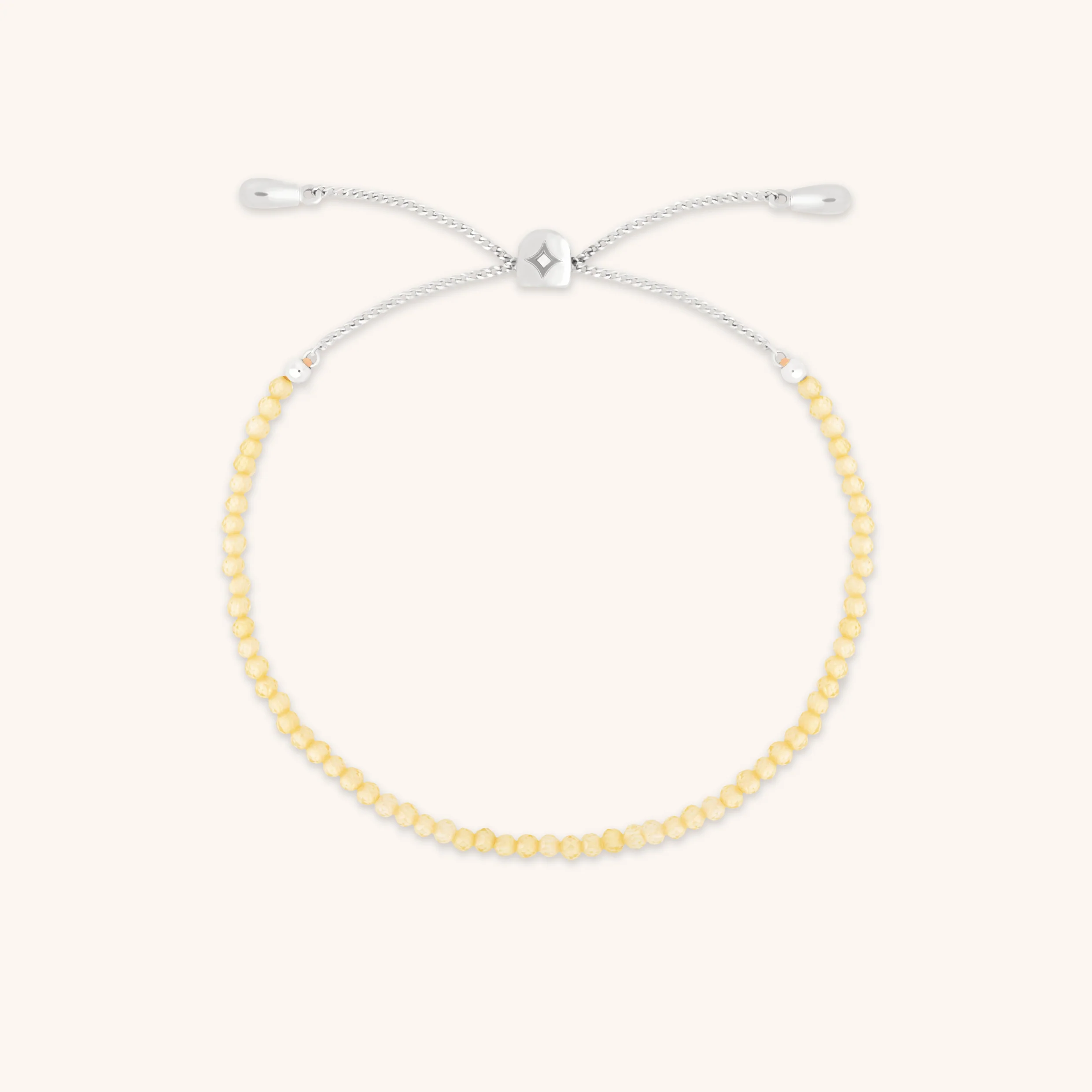 Citrine November Beaded Bracelet in Solid White Gold