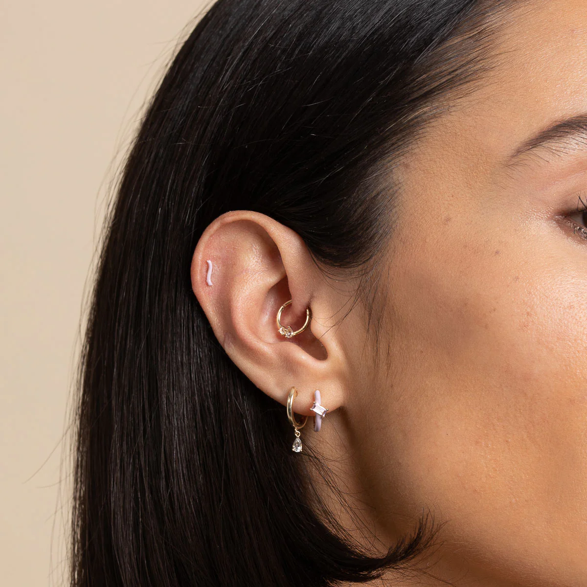 Cluster Topaz Daith Hoop in Solid Gold - Image 2