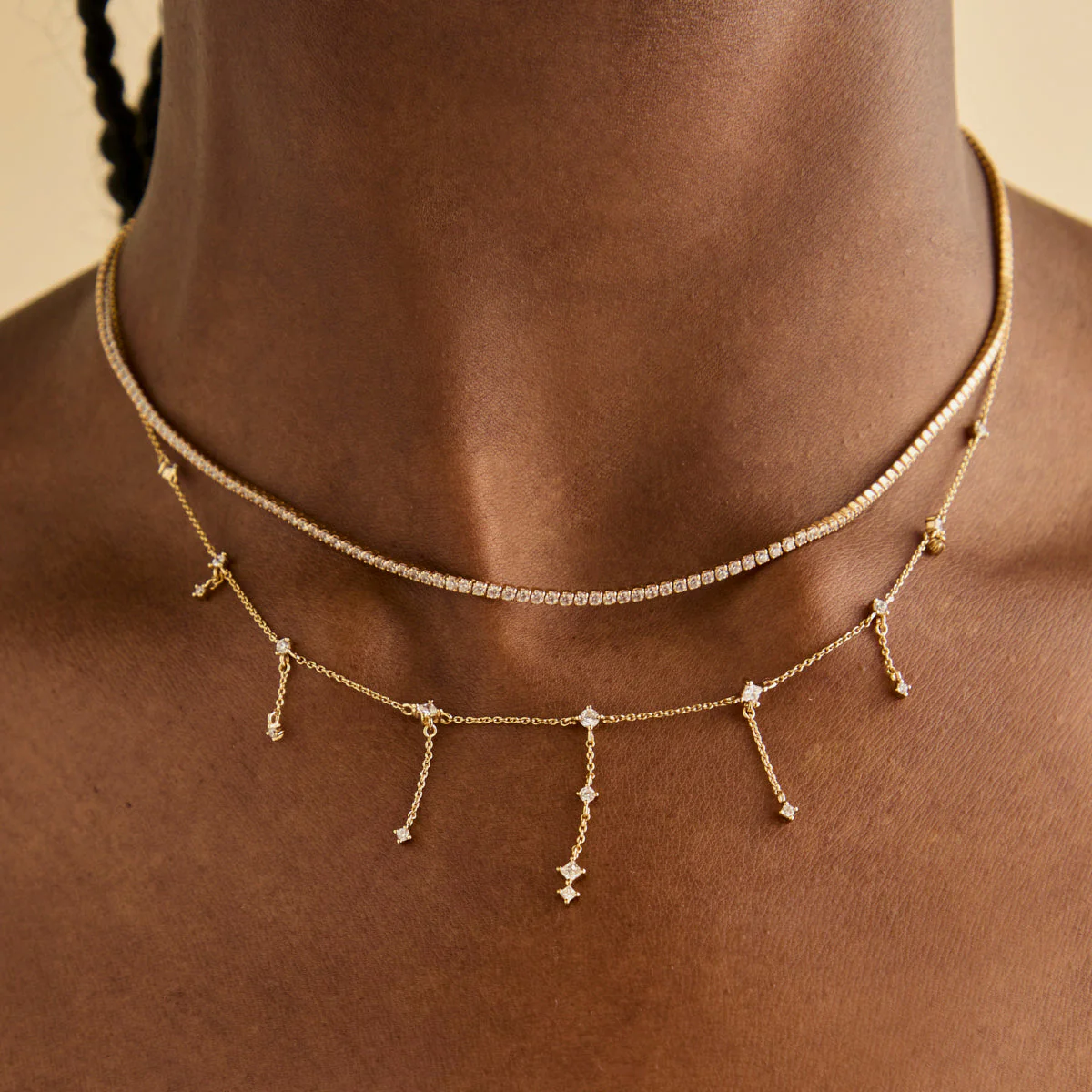 Cosmic Charm Drop Necklace in Gold - Image 3