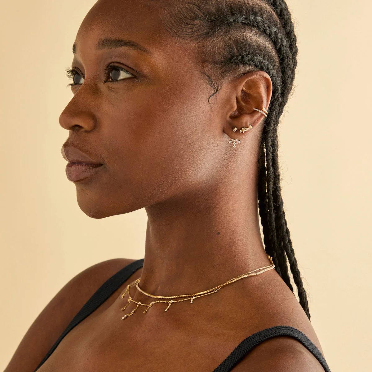 Cosmic Charm Drop Necklace in Gold - Image 4