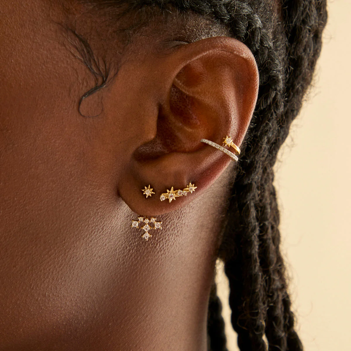 Cosmic Crystal Climber Stud Earrings in Gold - Image 6