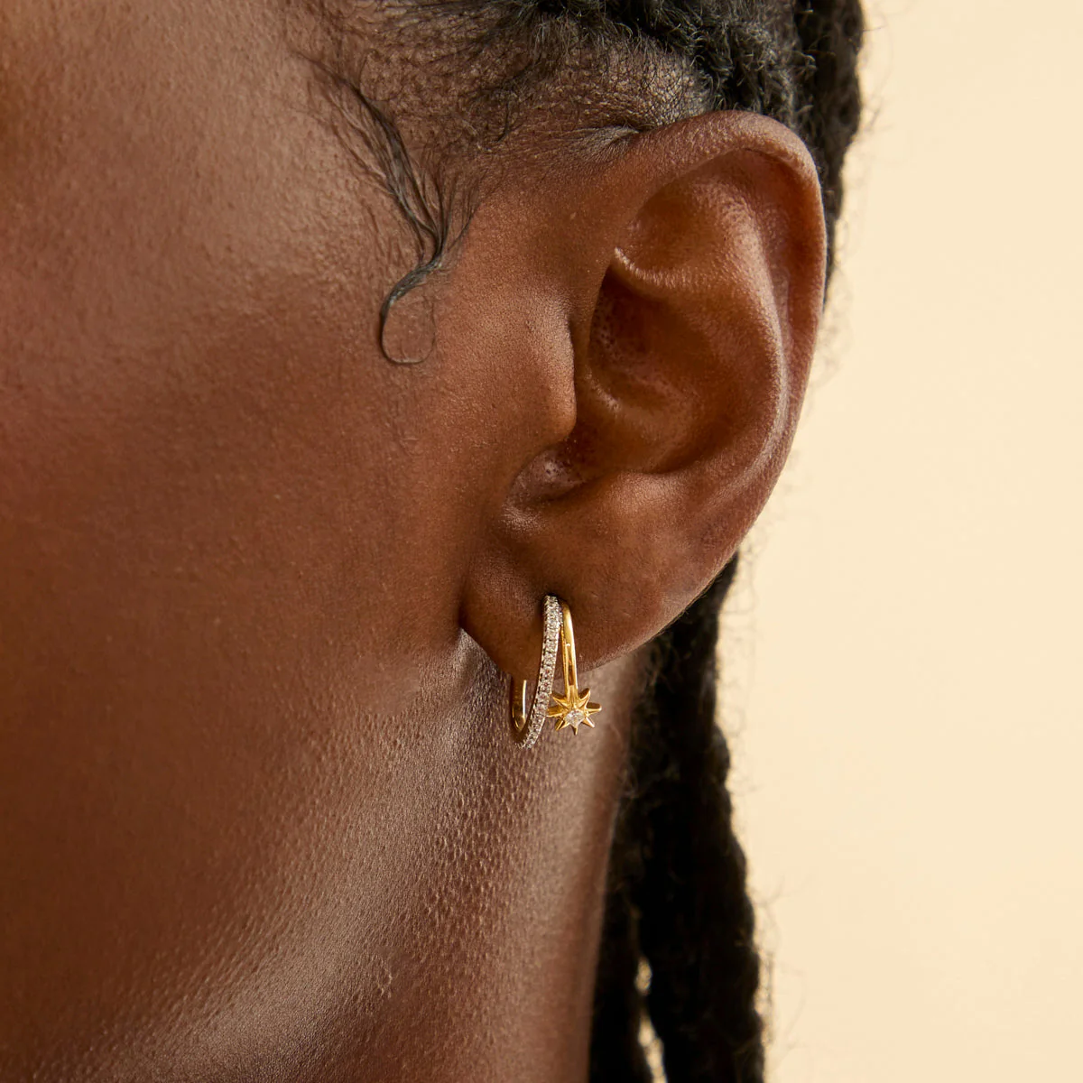 Cosmic Illusion Crystal Hoops in Gold - Image 2