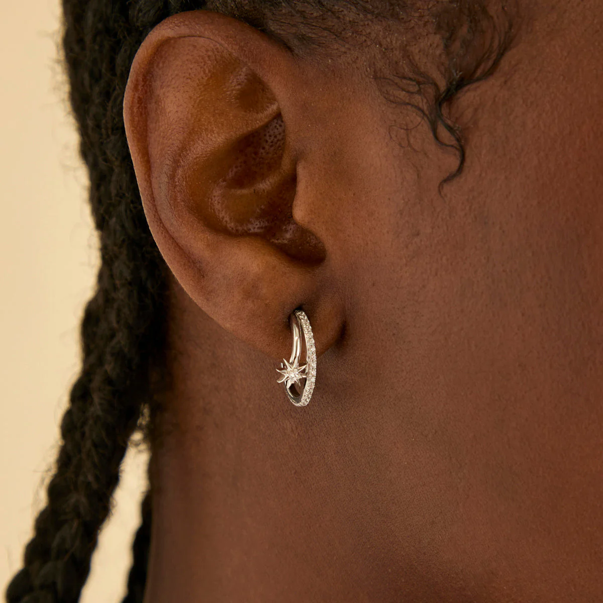 Cosmic Illusion Crystal Hoops in Silver - Image 2