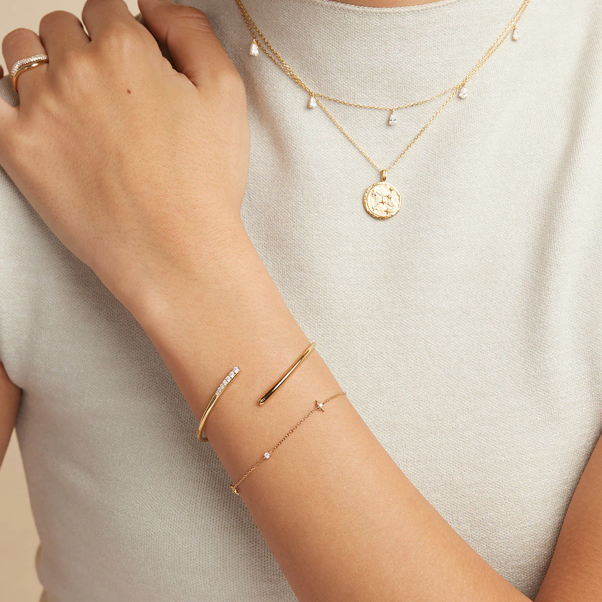 Cosmic Star Charm Bracelet in Gold - Image 4