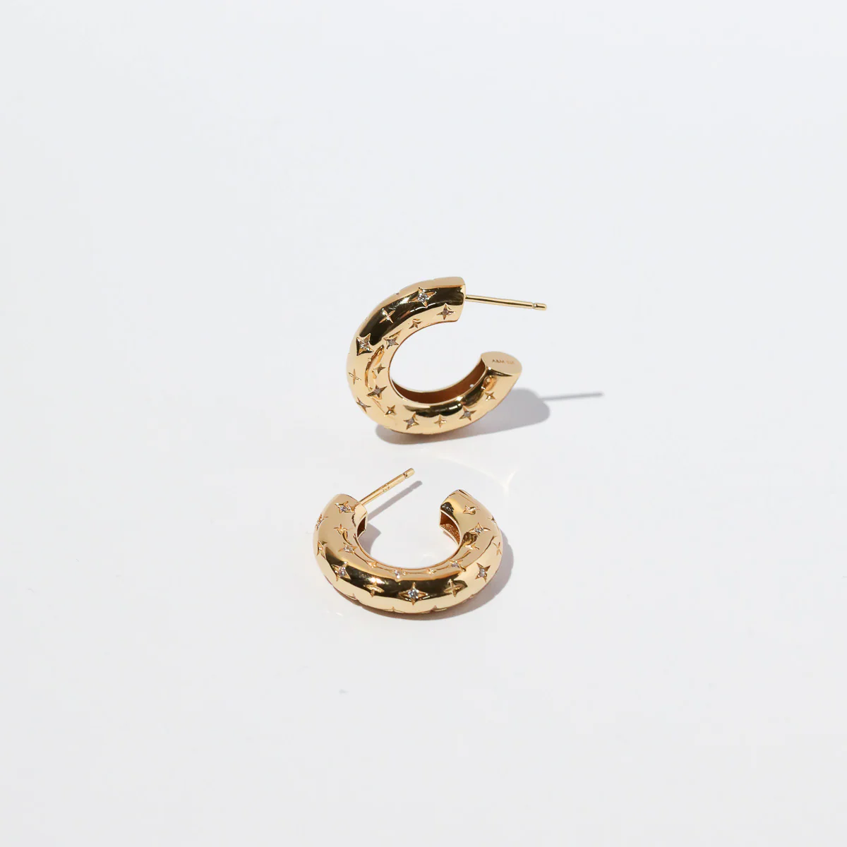 Cosmic Star Dome Hoops in Gold - Image 3
