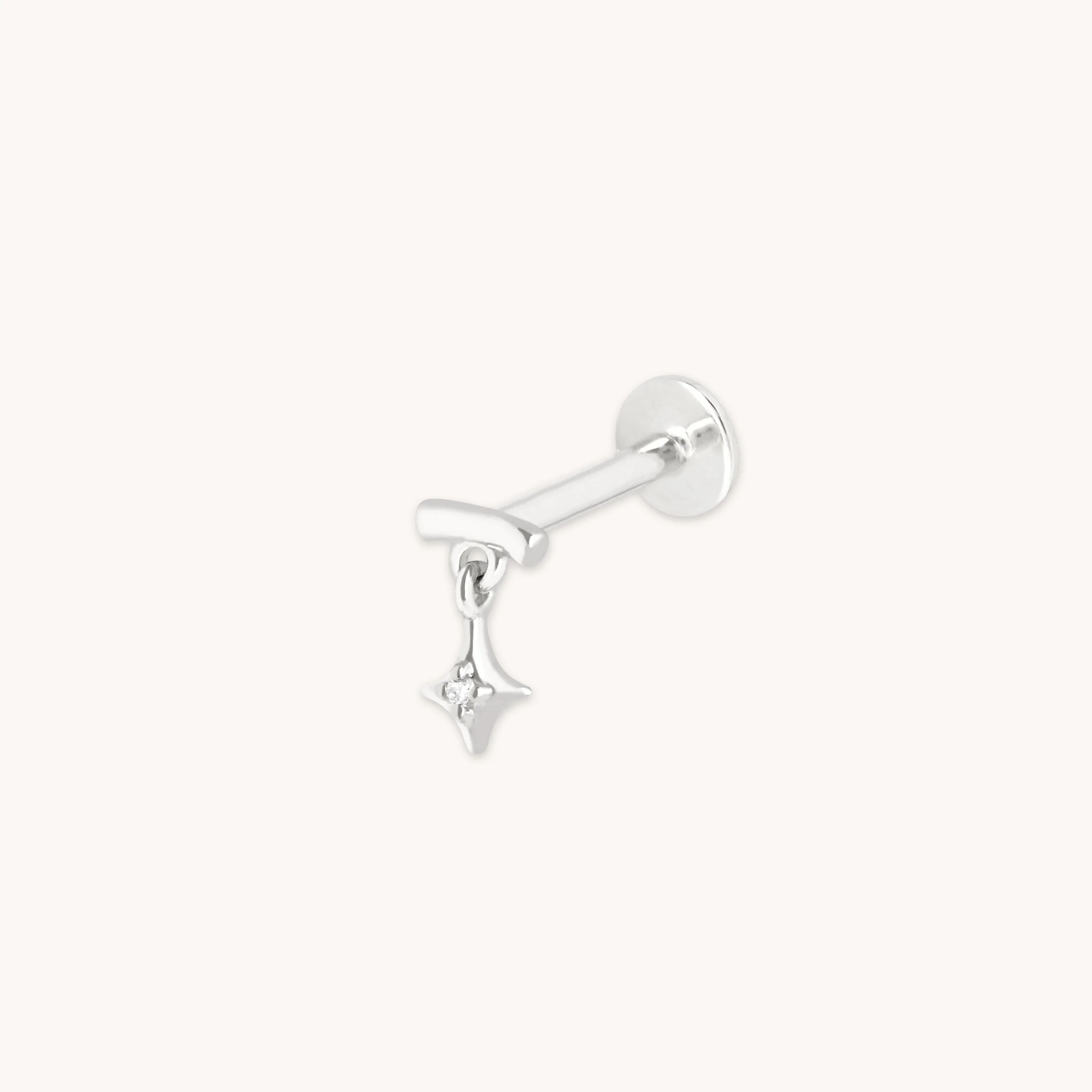 Cosmic Star Single Charm Hidden Helix in Solid White Gold