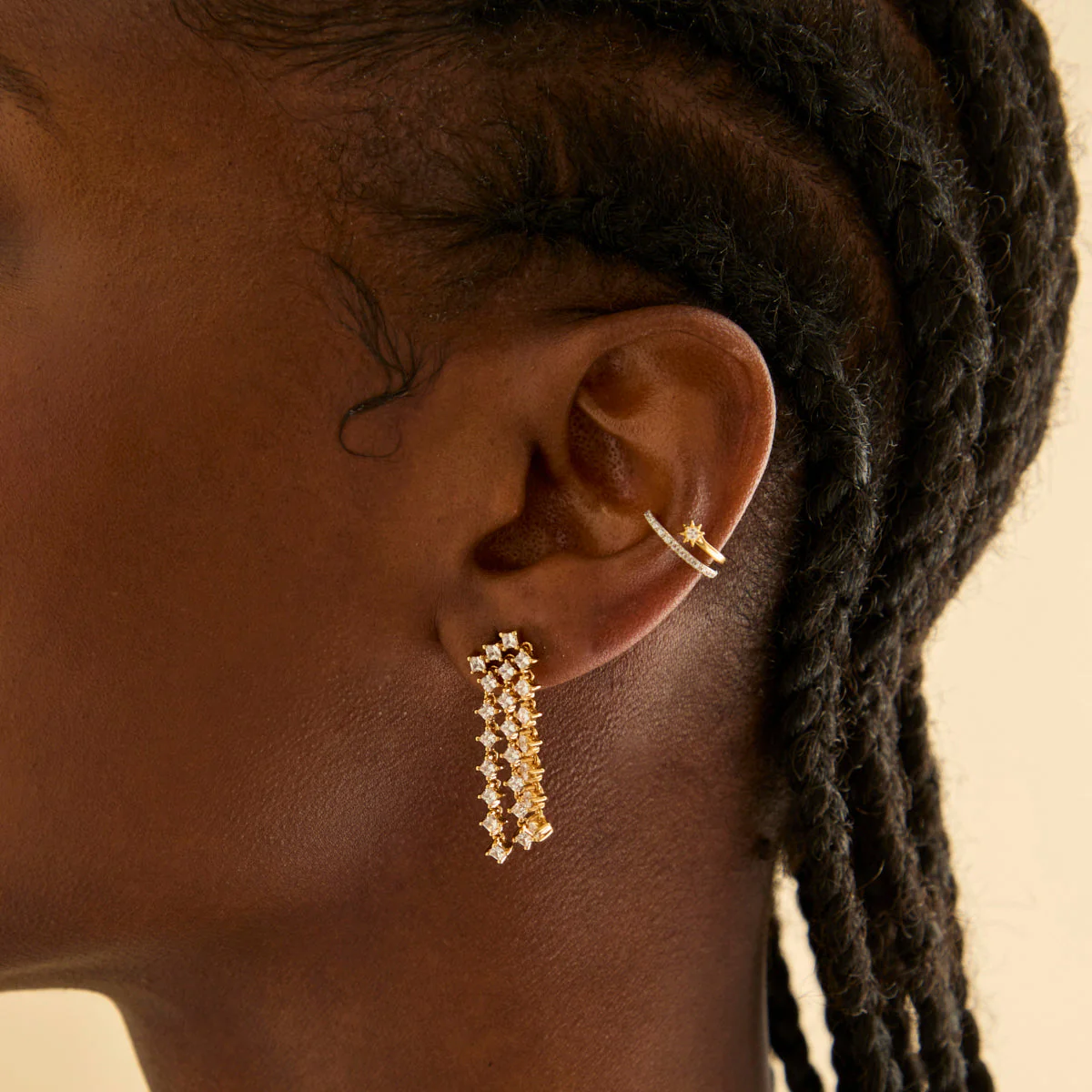 Cosmic Star Statement Earrings in Gold - Image 3