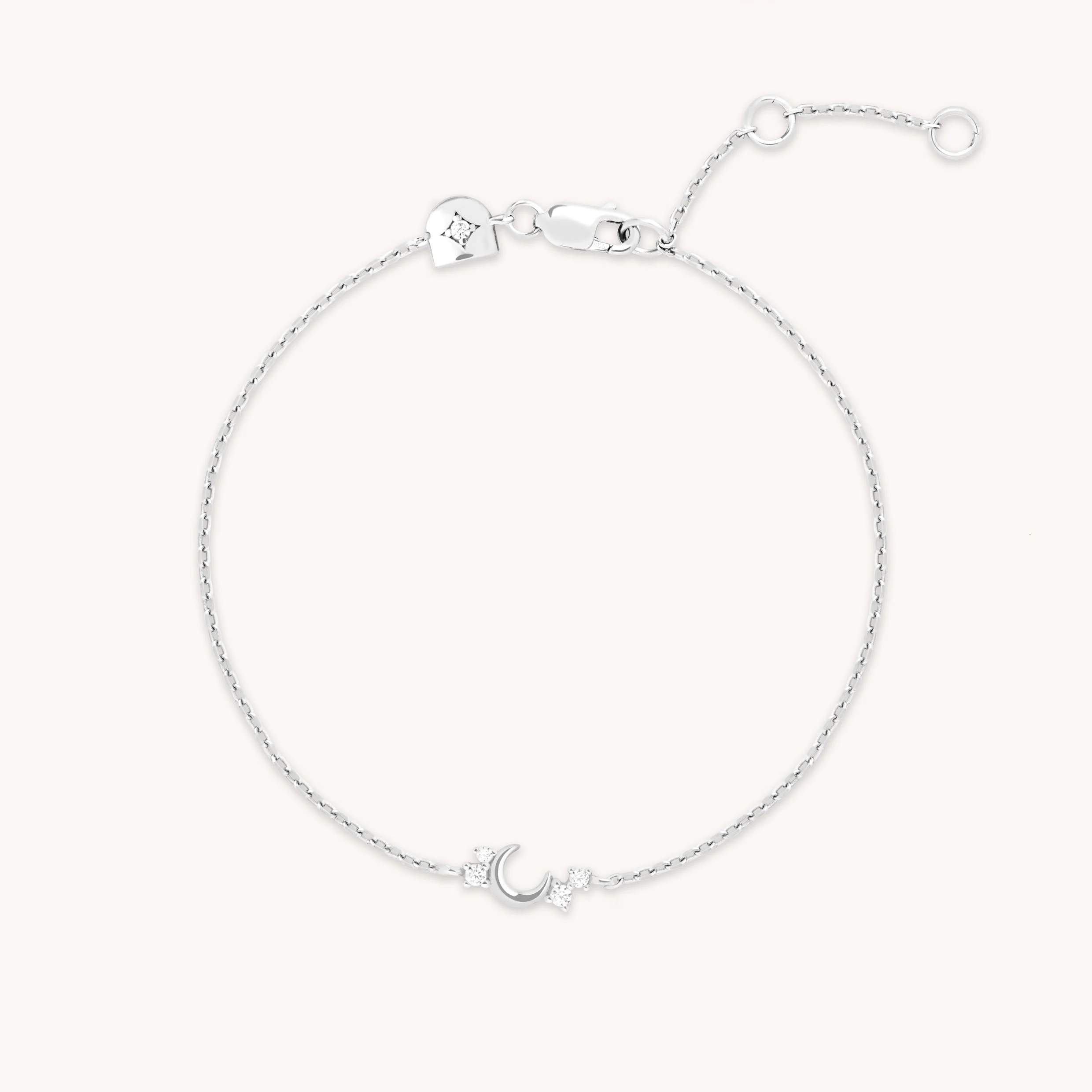 Crescent Moon Pendant Bracelet in Silver