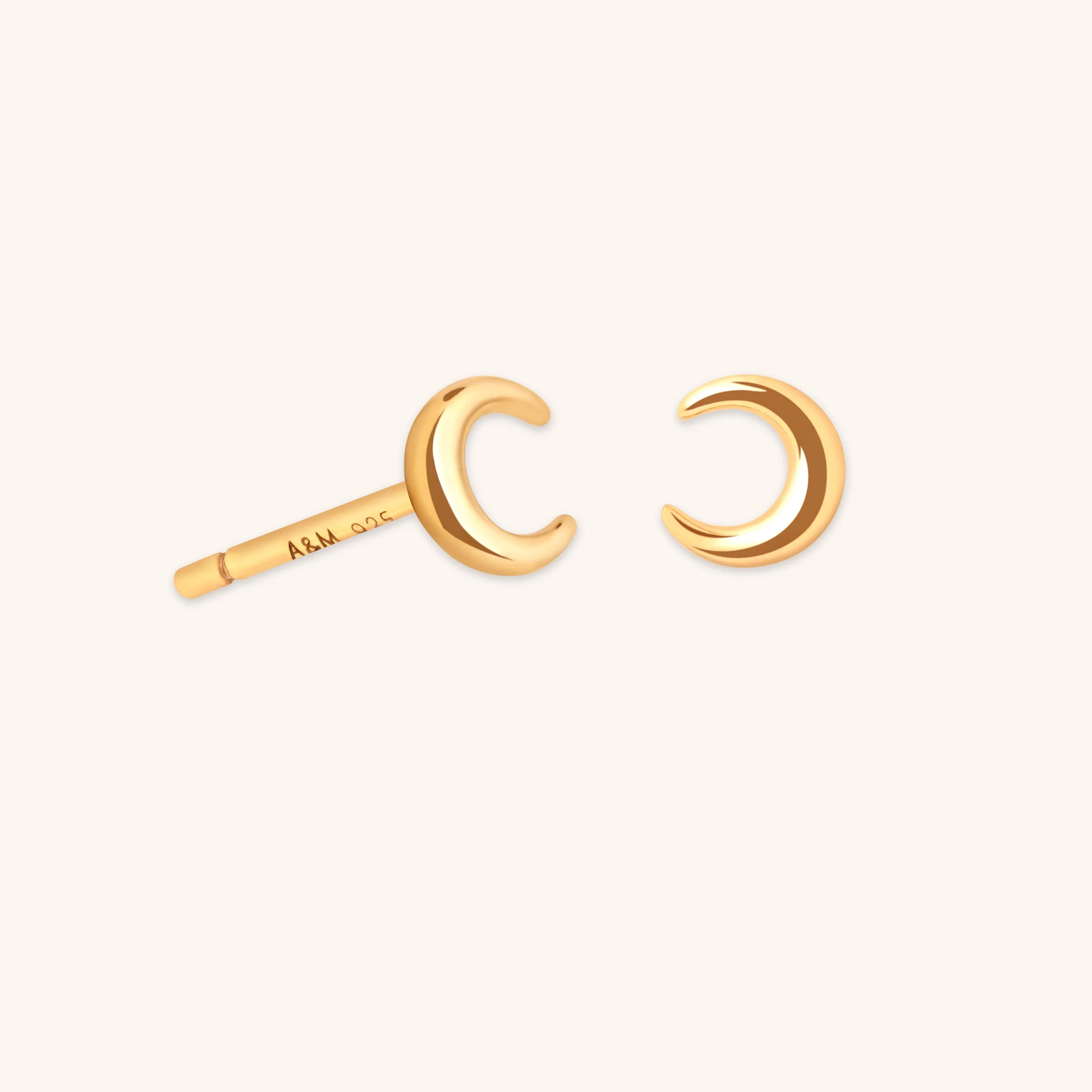 Crescent Moon Studs in Gold