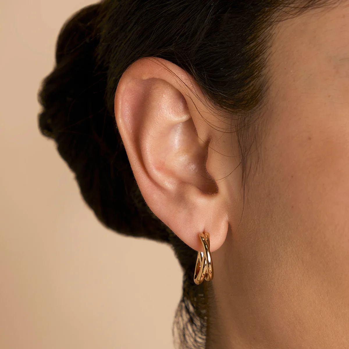 Crossover Illusion Hoops in Gold - Image 2