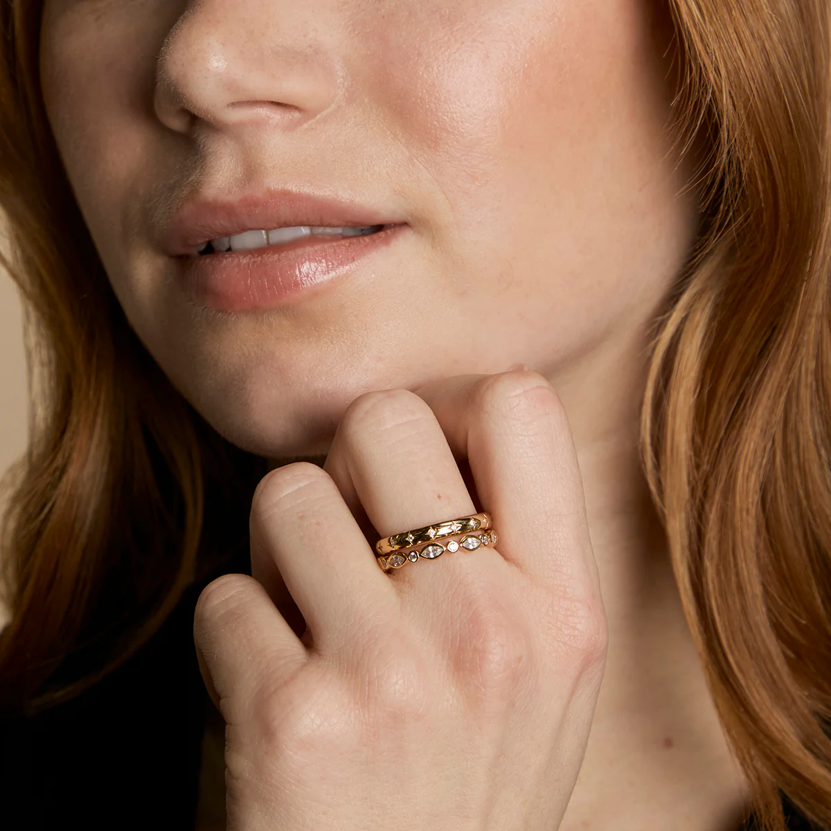 Crystal Band Ring Stacking Set in Gold - Image 4