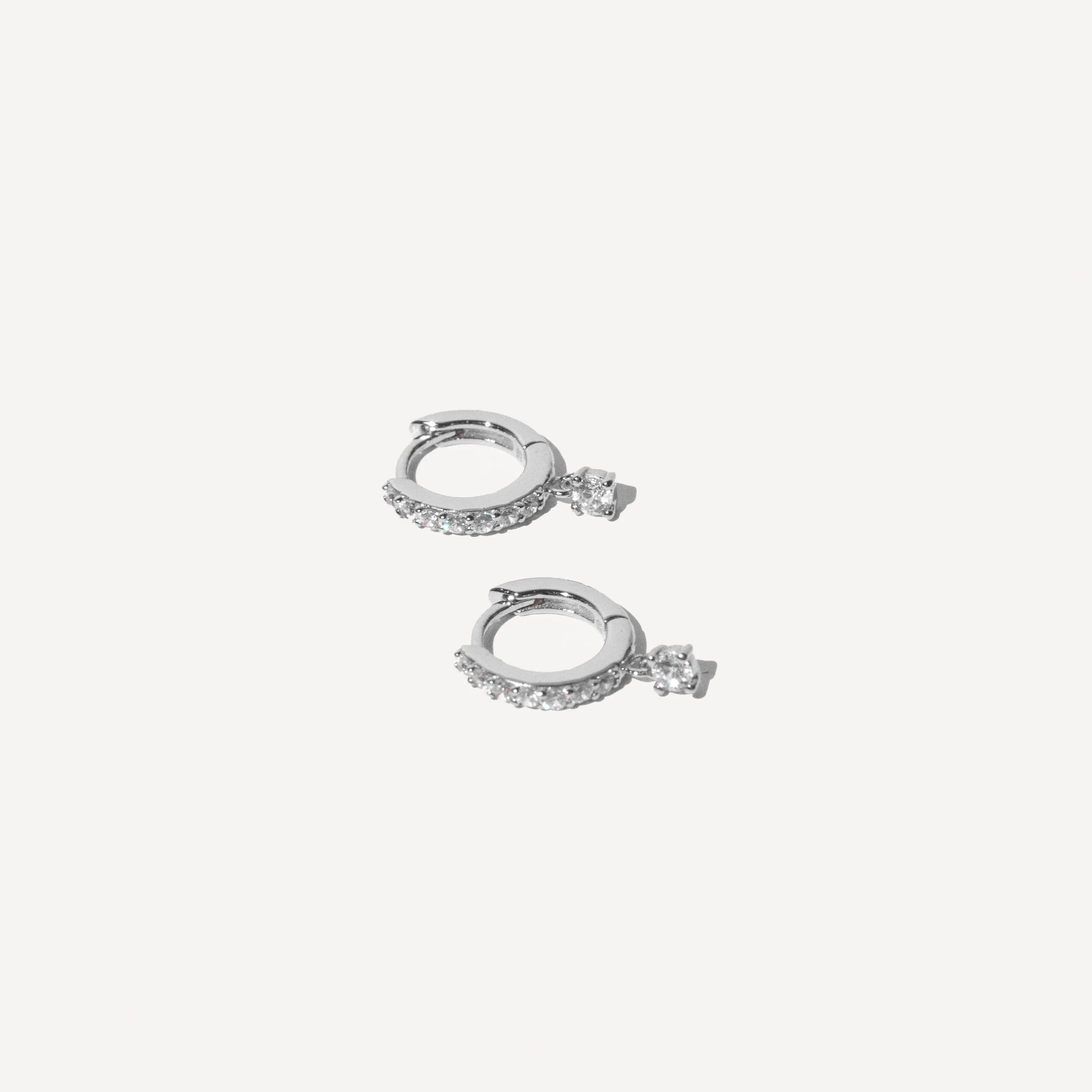 Crystal Charm Huggies in Silver - Image 3