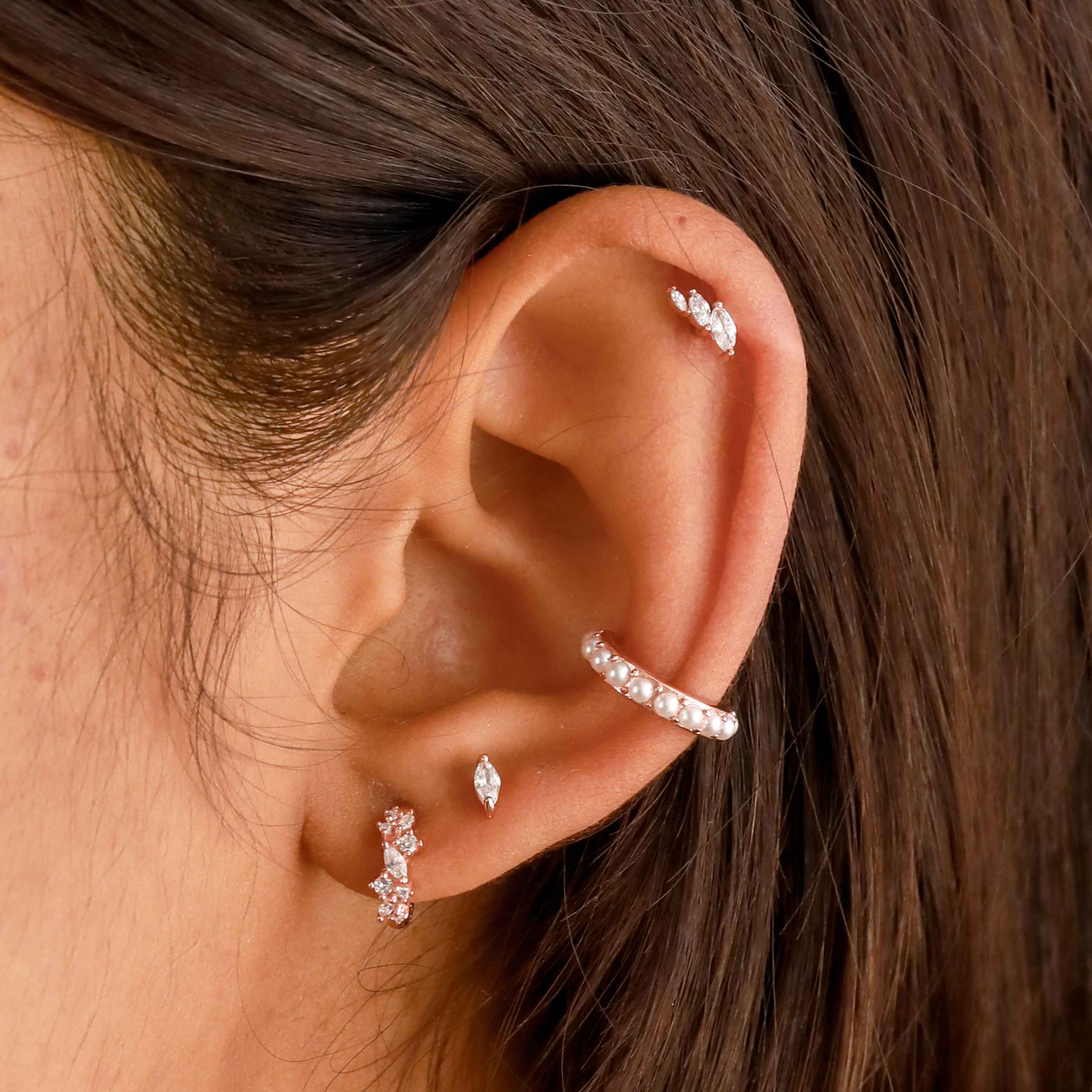 Crystal Cluster Huggies in Rose Gold - Image 3