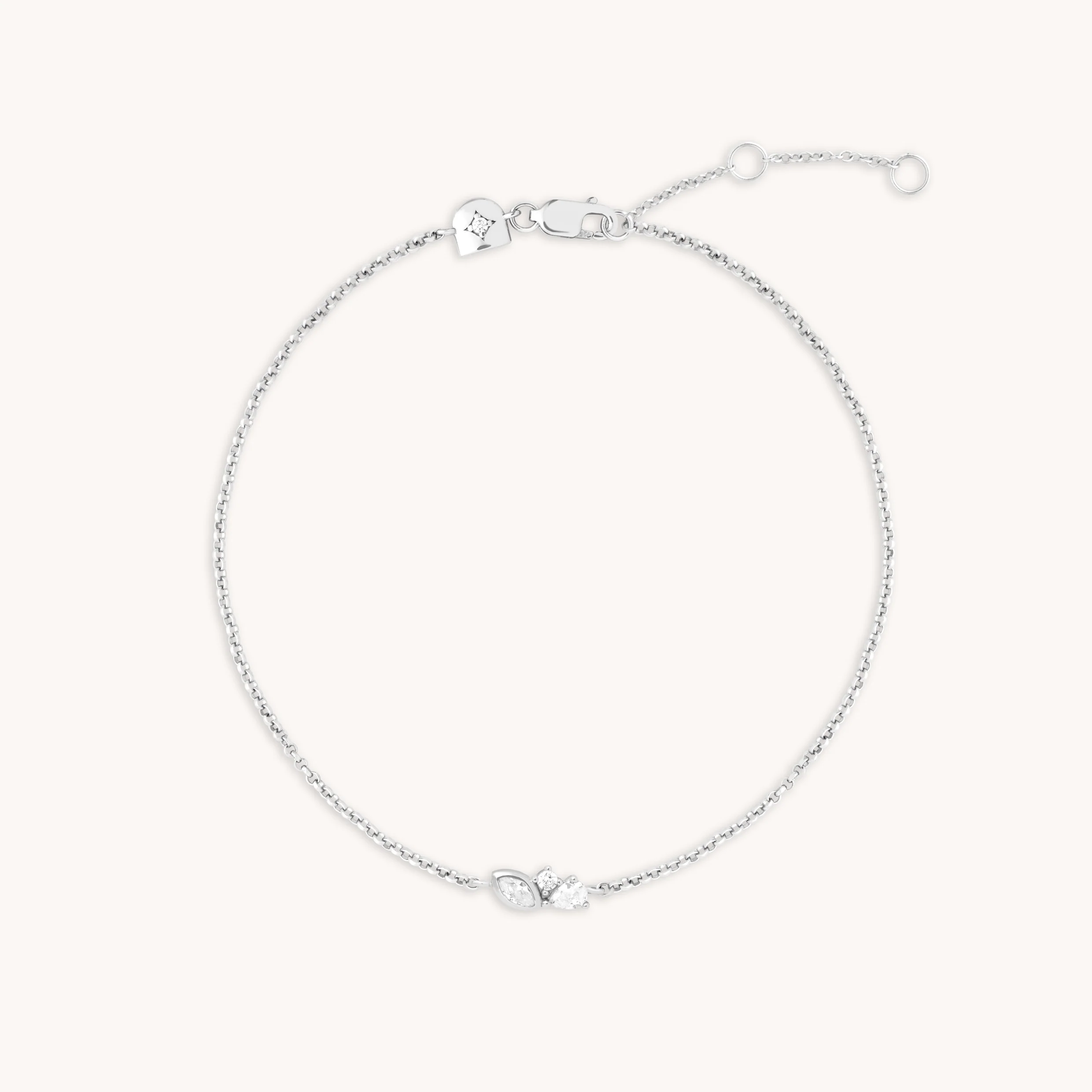 Crystal Cluster Pendant Bracelet in Silver
